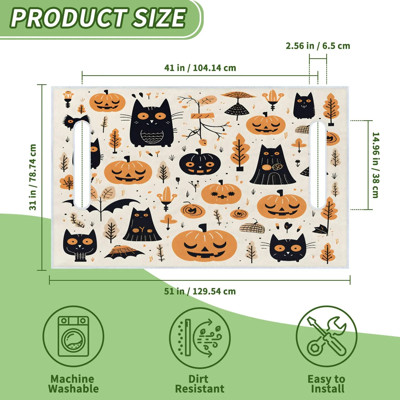 Tiveruda Halloween Black Cat Golf Cart Seat Cover, 51 x 31 in image 2
