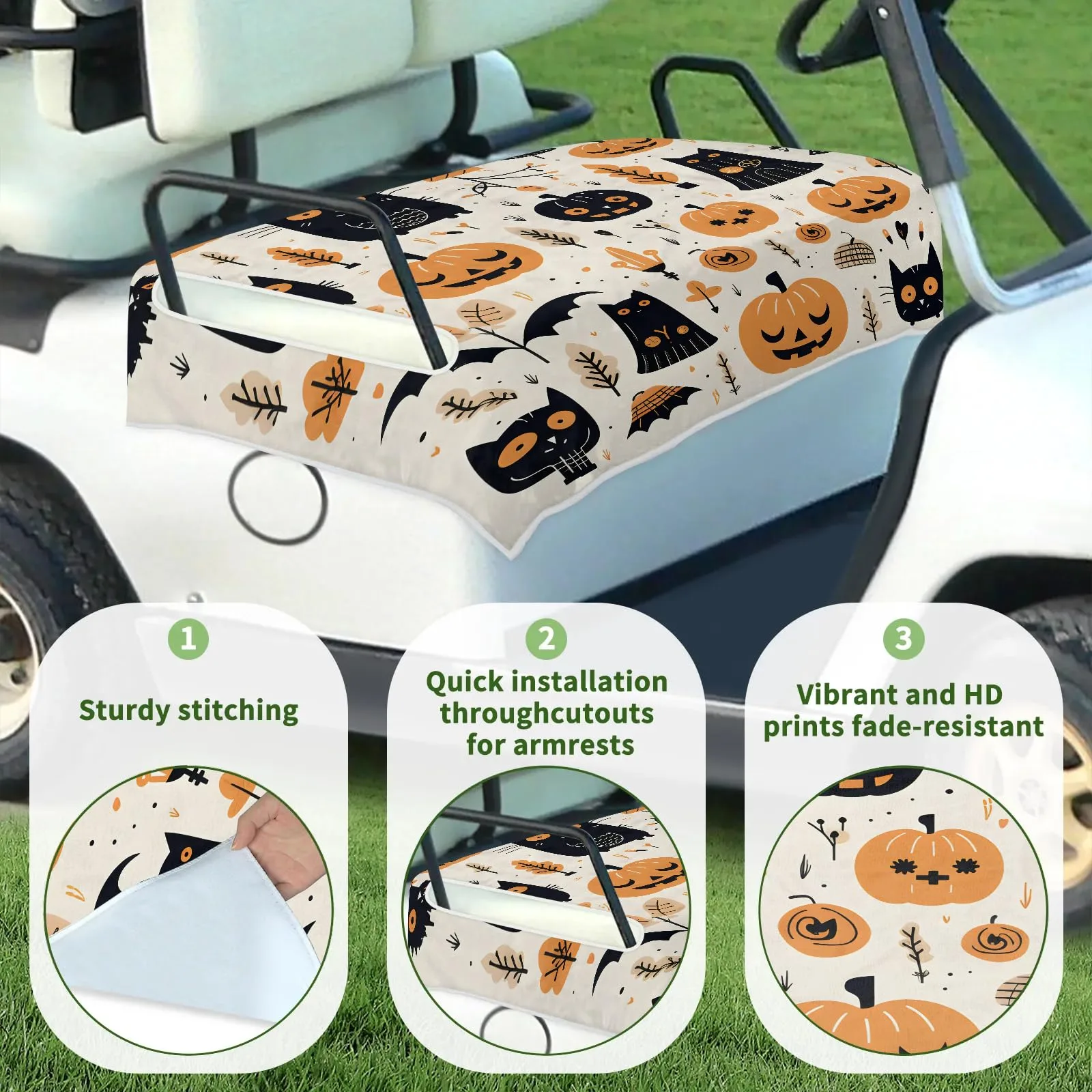 Tiveruda Halloween Black Cat Golf Cart Seat Cover, 51 x 31 in image 3