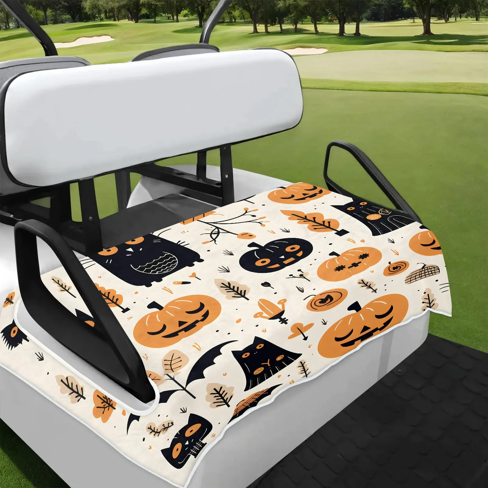 Tiveruda Halloween Black Cat Golf Cart Seat Cover, 51 x 31 in