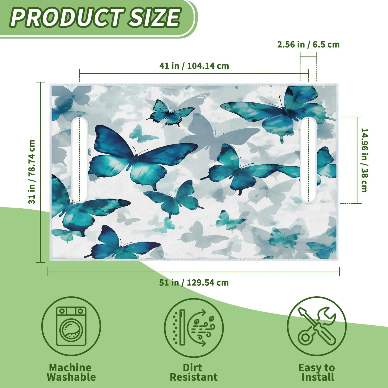 Tiveruda Green Blue Butterfly Golf Cart Seat Cover image 2