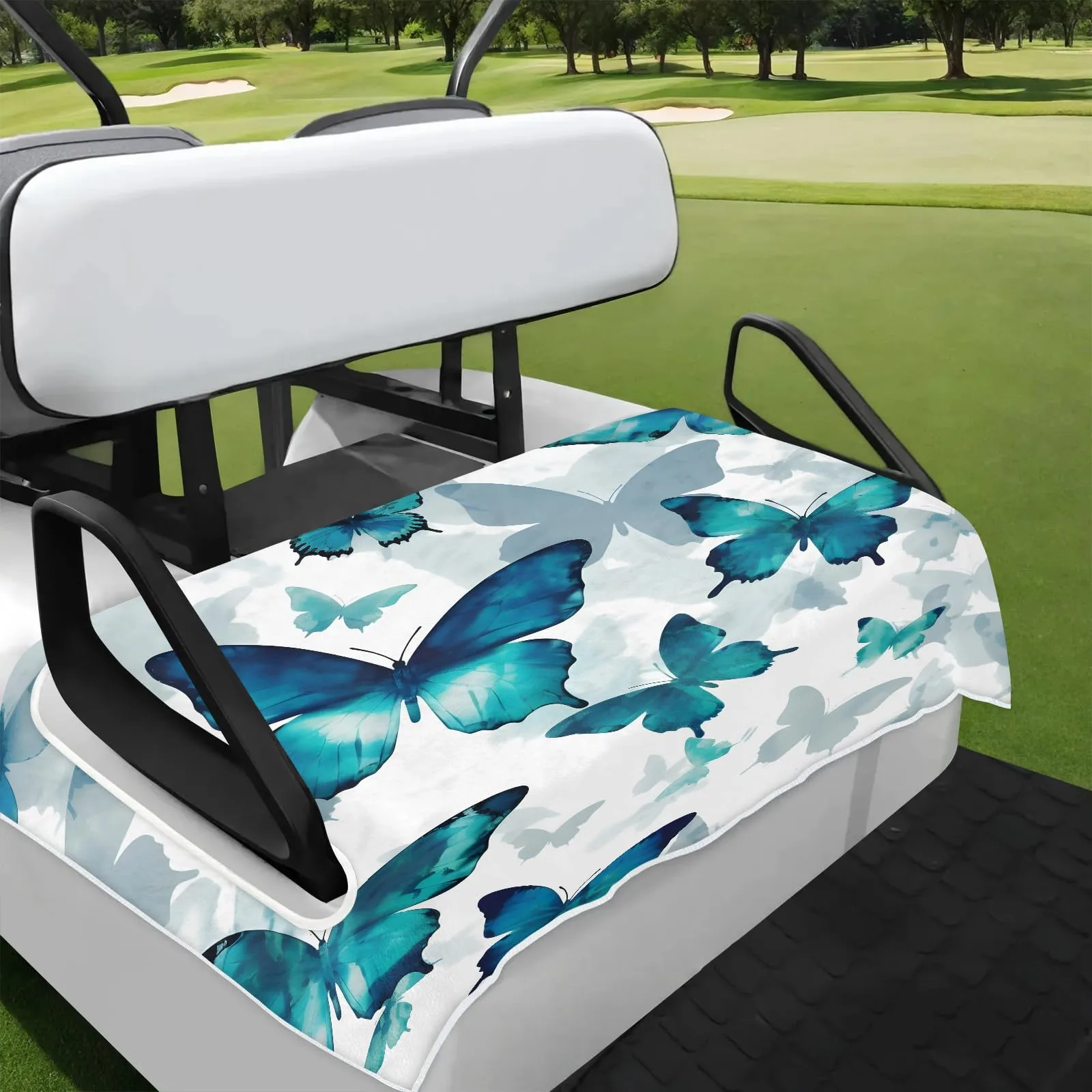 Tiveruda Green Blue Butterfly Golf Cart Seat Cover