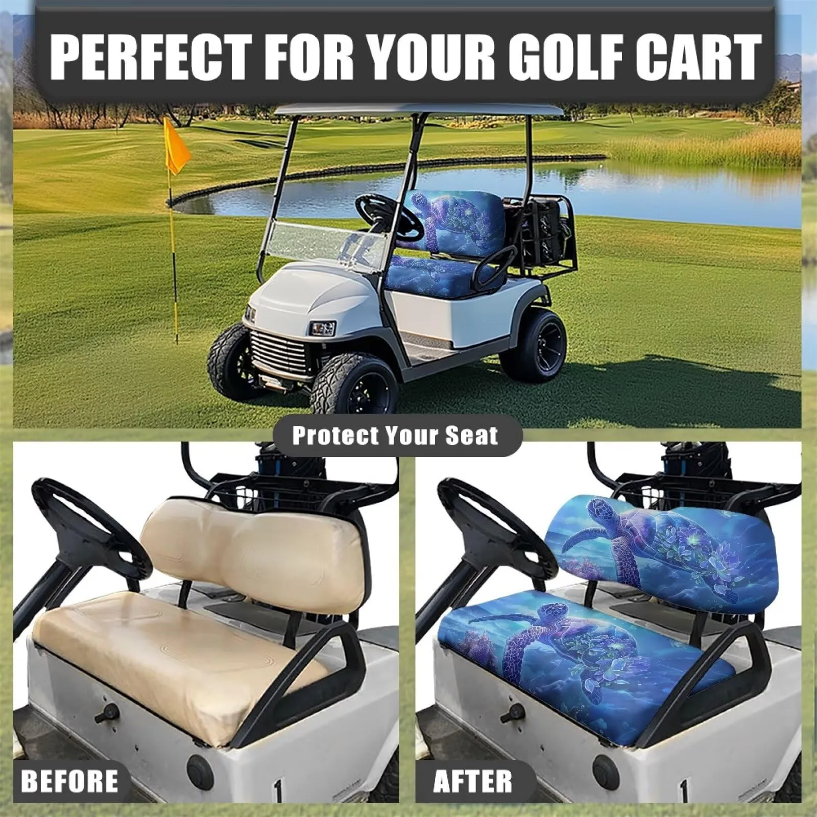 Quidrwyo Floral Sea Turtle Golf Cart Seat Covers image 4