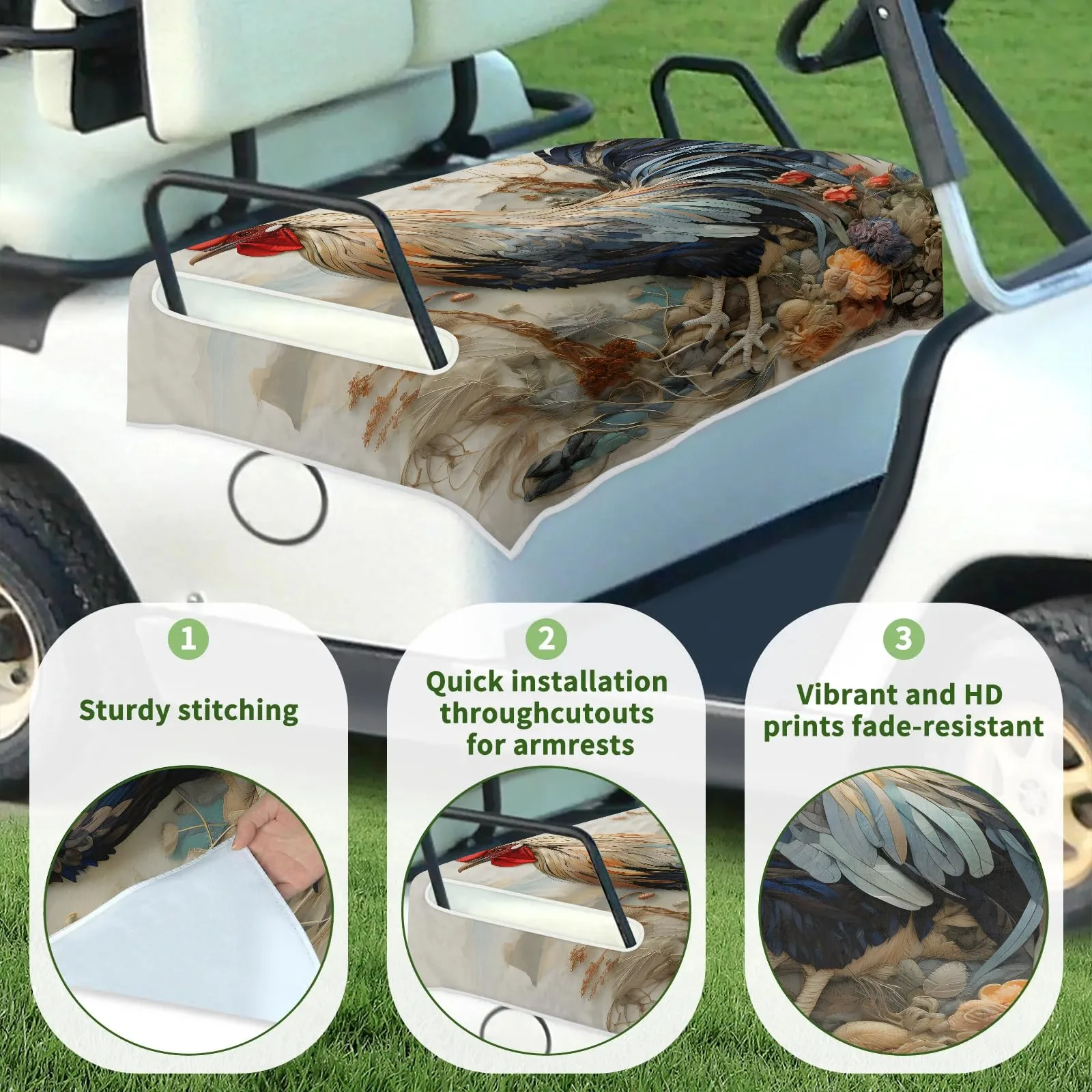 Tiveruda 51" x 31" Universal 2-Person Golf Cart Seat Cover - Polyester image 3