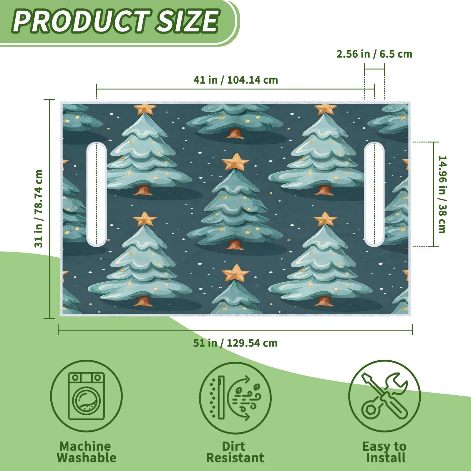 Tiveruda Xmas Star Golf Cart Seat Cover, 51 x 31 in. image 2