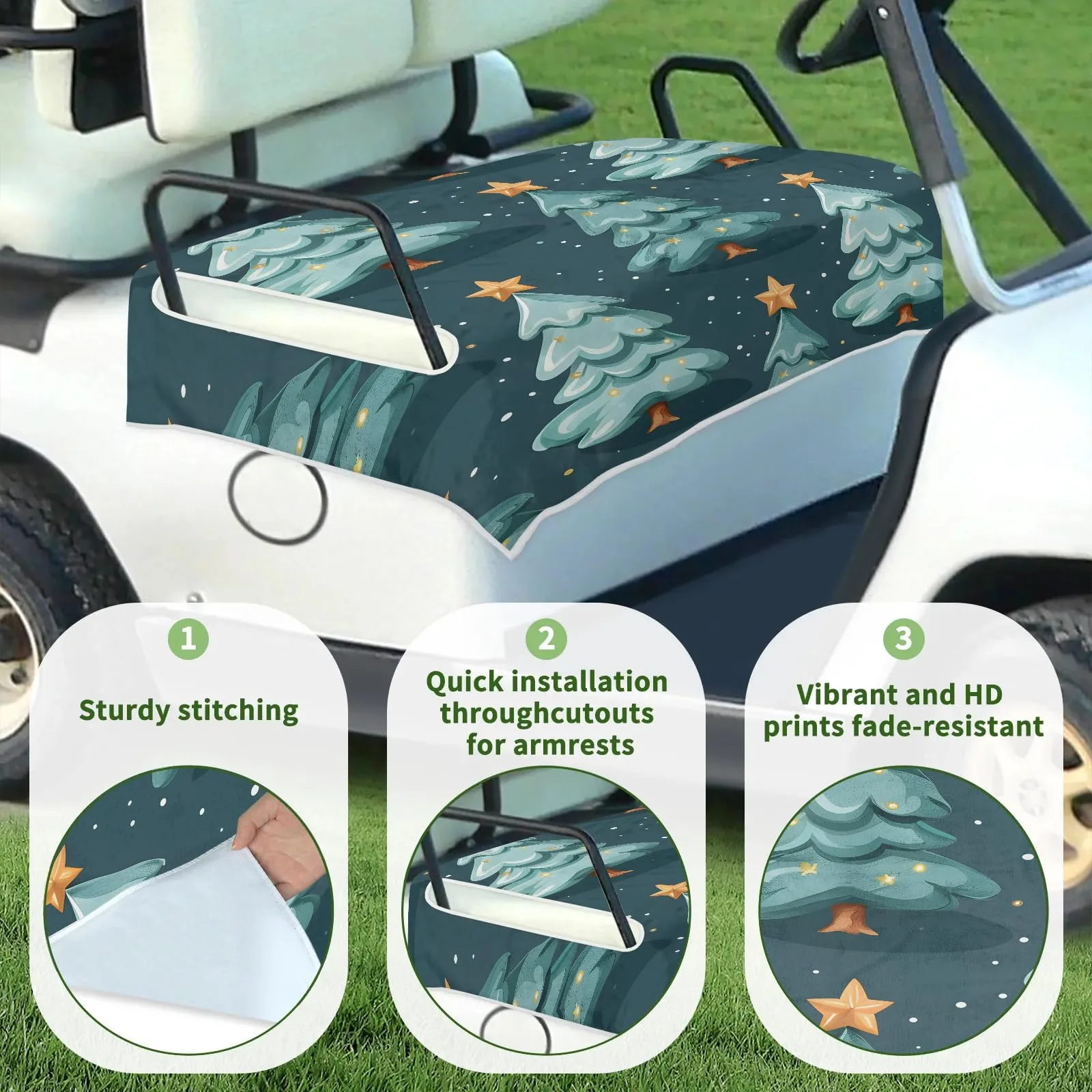 Tiveruda Xmas Star Golf Cart Seat Cover, 51 x 31 in. image 3