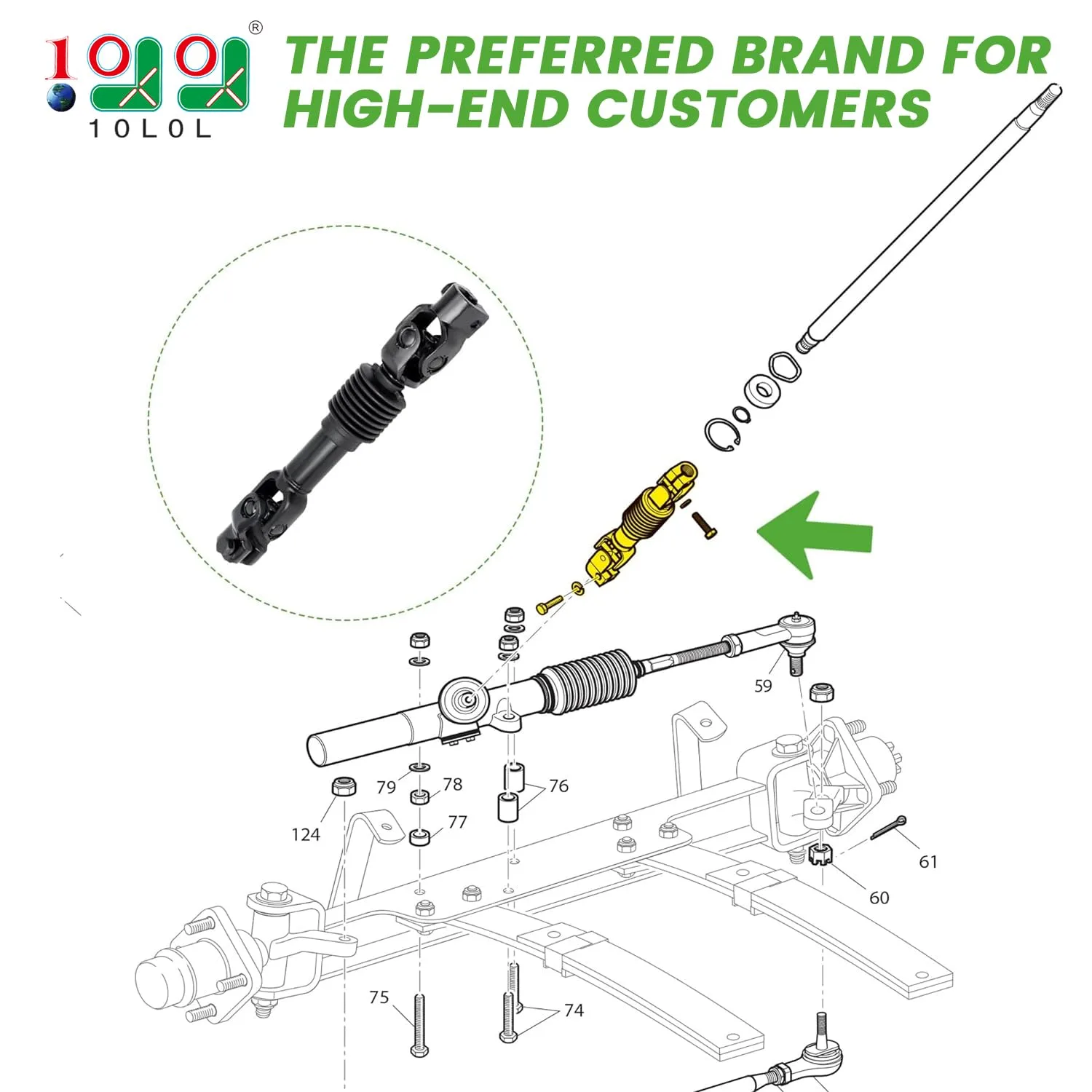 10L0L Intermediate Steering Shaft for EZGO TXT 70580-G01 image 2