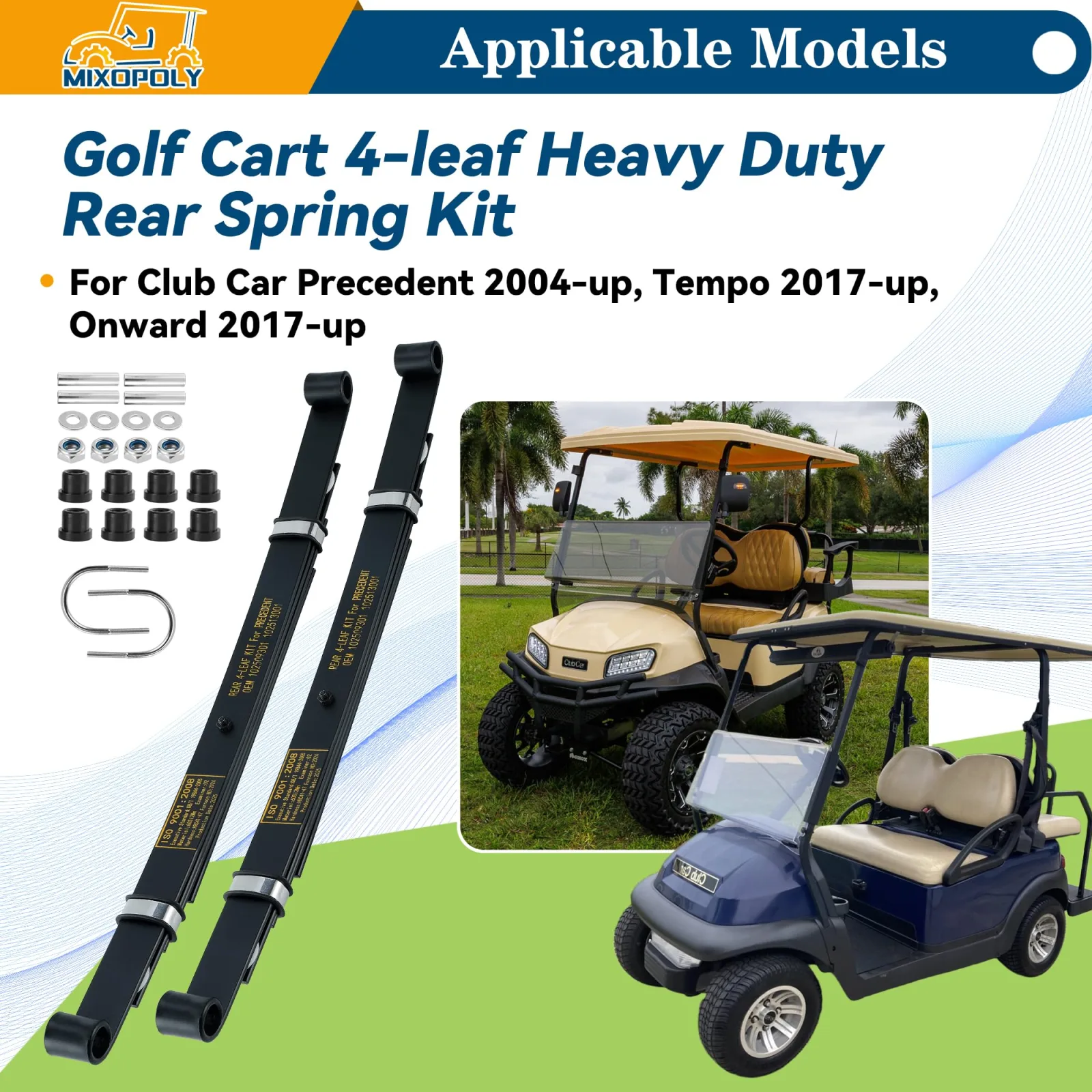 Mixopoly 4-Leaf Rear Leaf Spring Kit for Club Car image 2