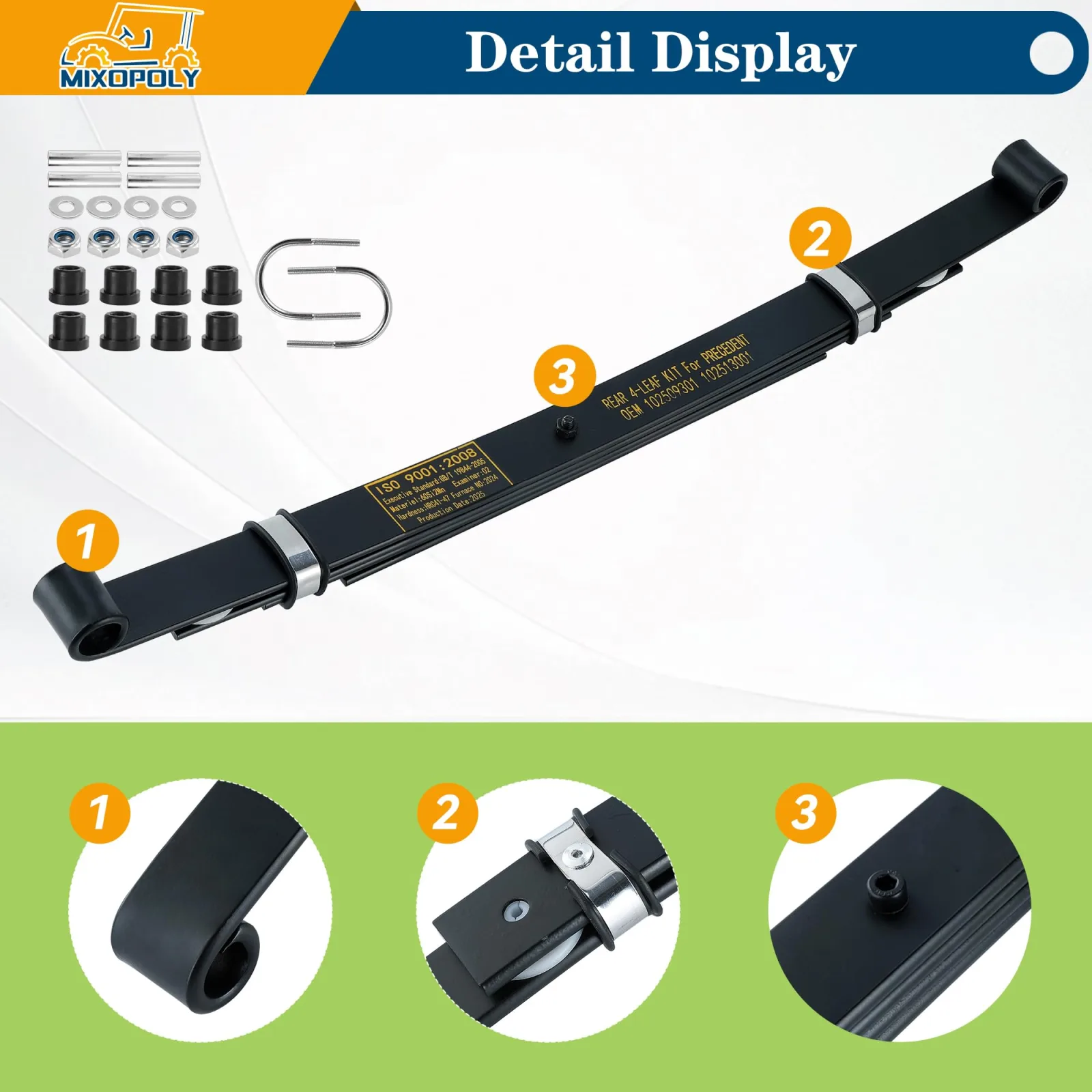 Mixopoly 4-Leaf Rear Leaf Spring Kit for Club Car image 3