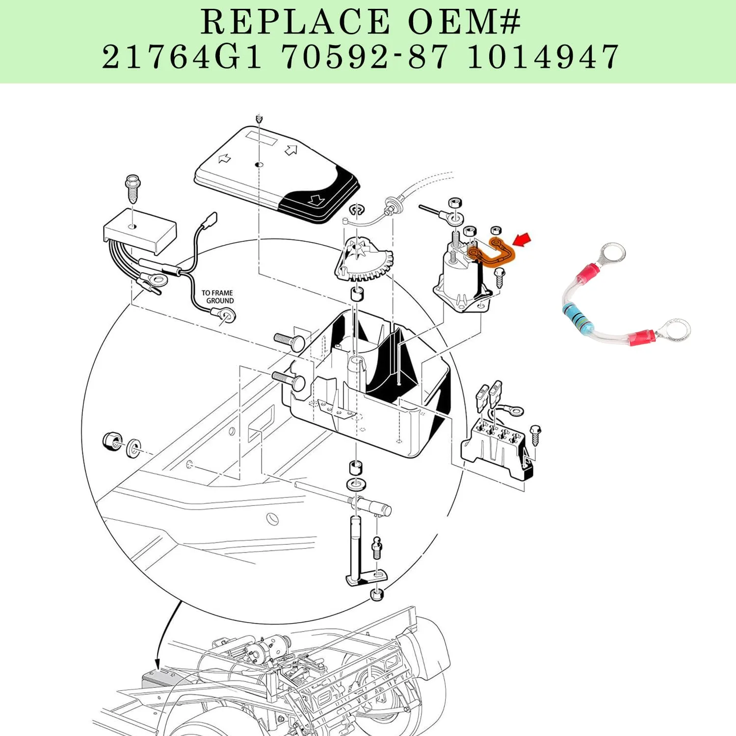 Golf Cart Solenoid Resistor Assembly for Club Car and E-Z-GO image 2
