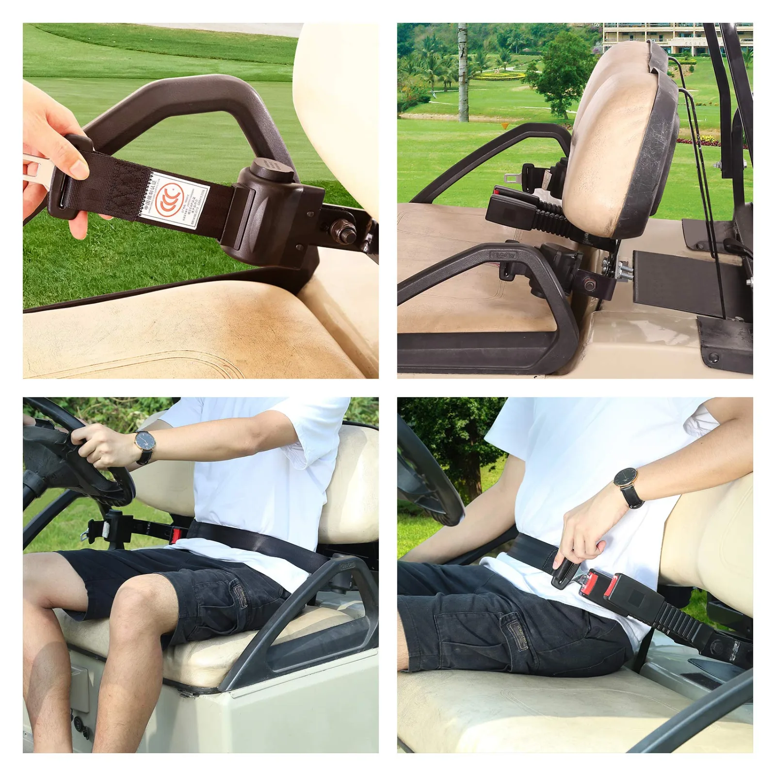 10L0L Golf Cart Seat Belt Kit with Retractable Belts image 3