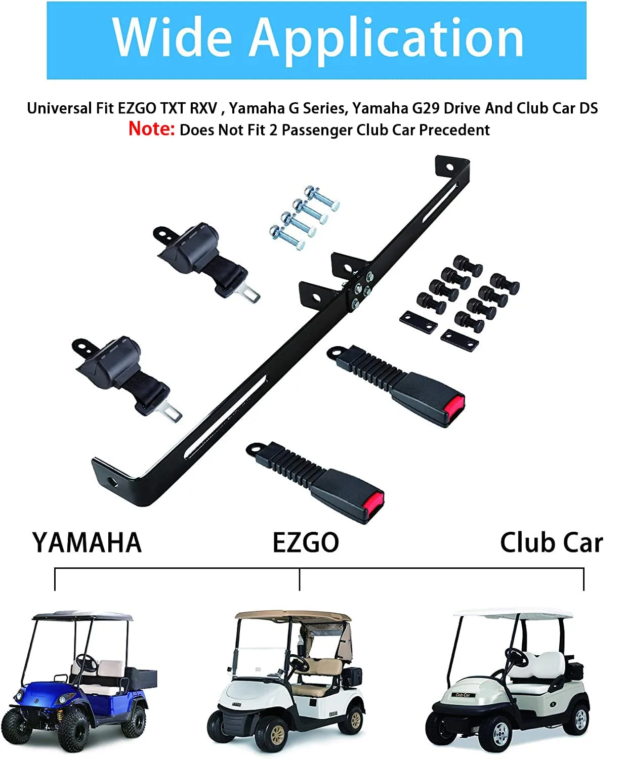 10L0L Golf Cart Seat Belt Kit with Retractable Belts image 4