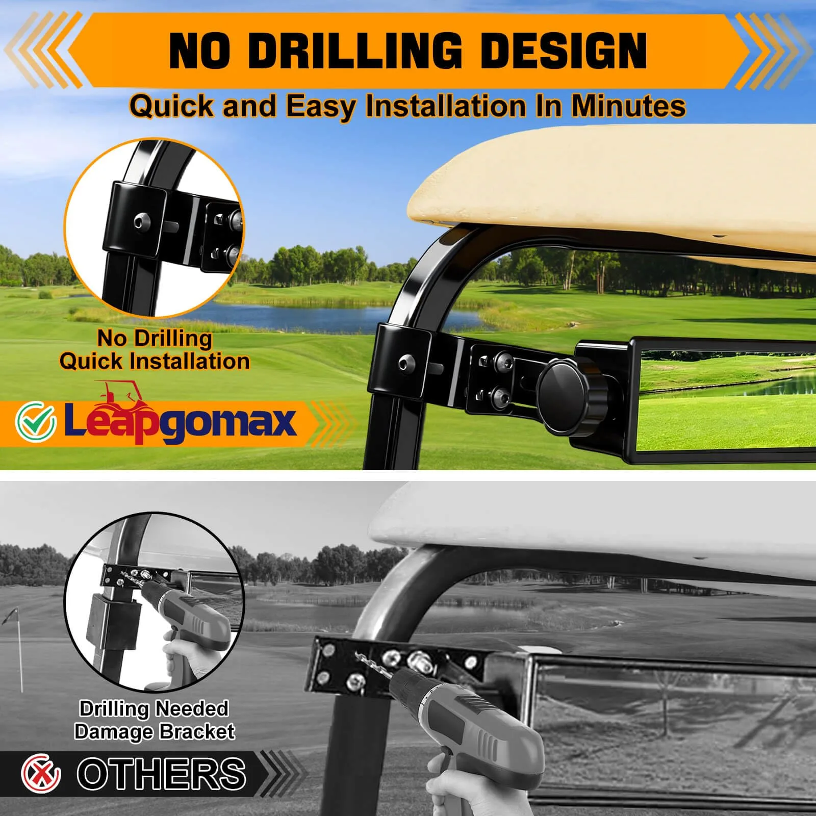LEAPGOMAX LGGM-002 4-Panel Golf Cart Rear View Mirror image 2