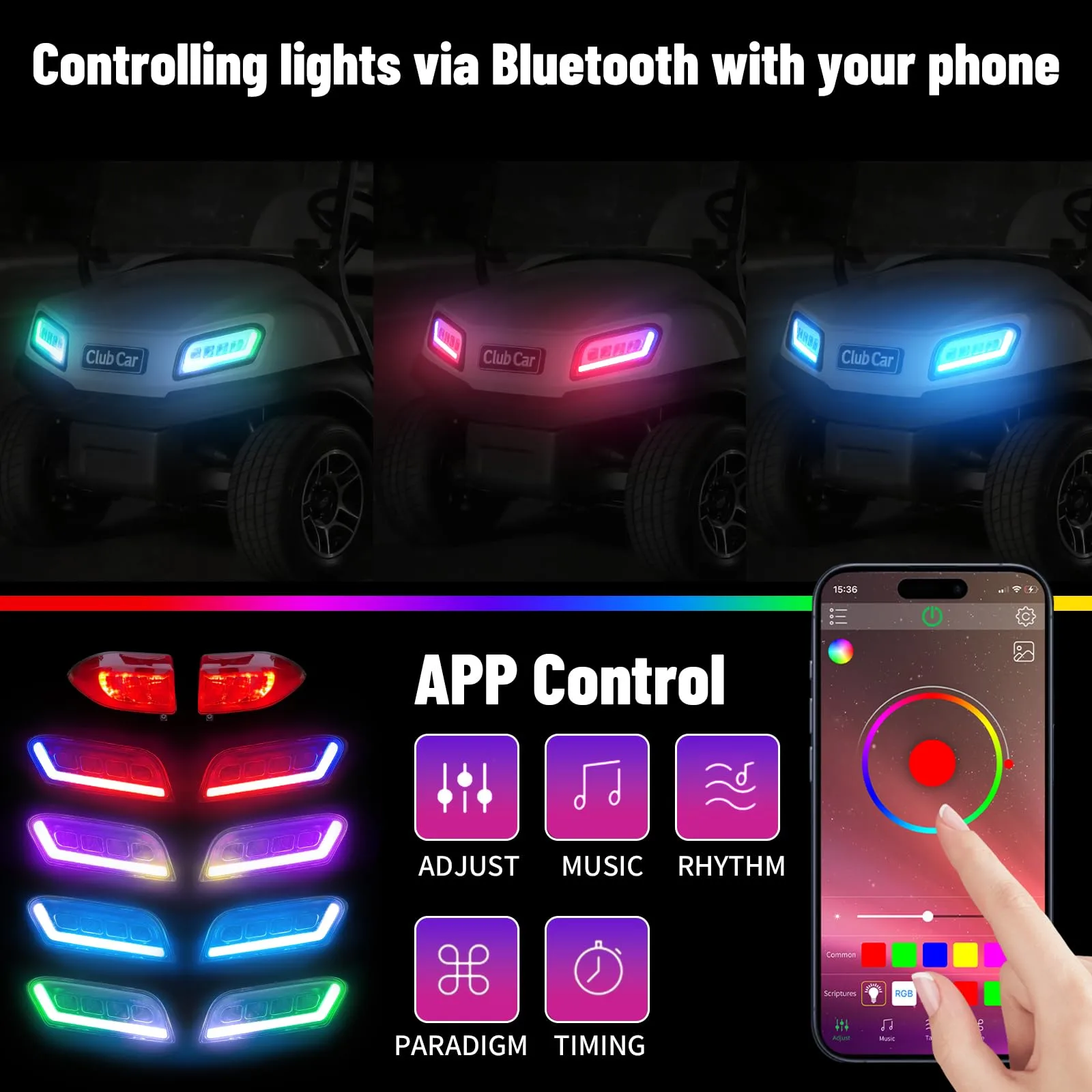 Shu-Ran RGB Light Kit for Club Car Tempo — Head & Tail Lights image 2