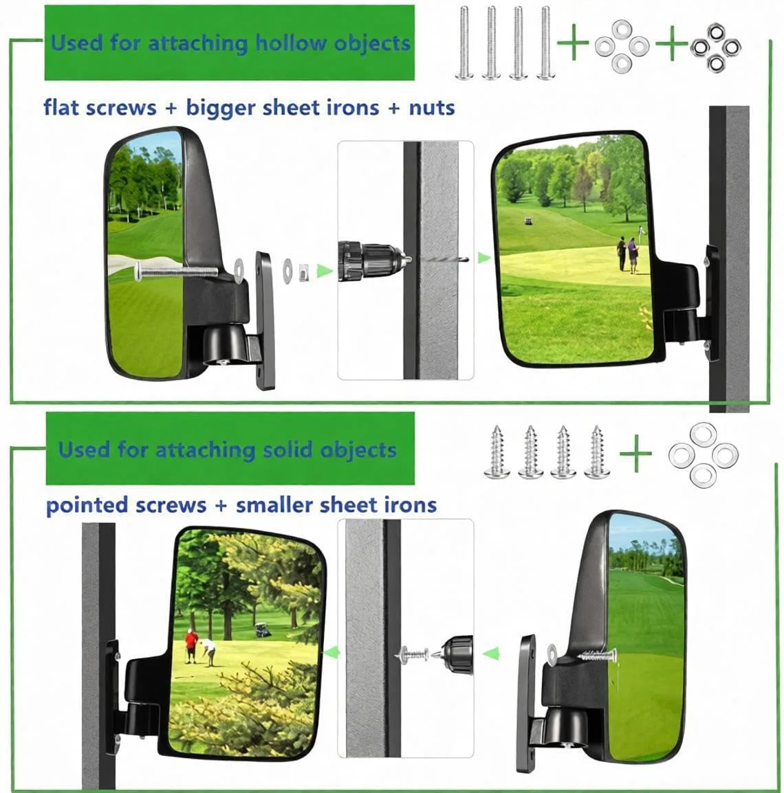 HKOO Folding Golf Cart Side Mirrors, 5 x 7 Inch image 2