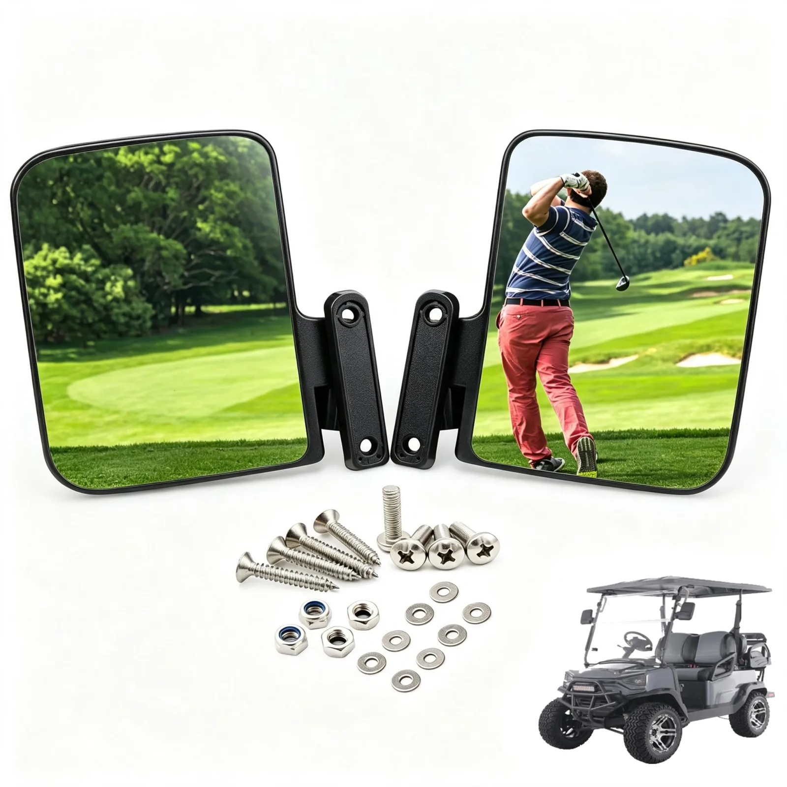 HKOO Folding Golf Cart Side Mirrors, 5 x 7 Inch