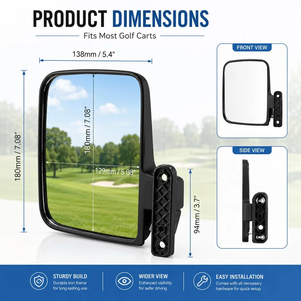QJFHSNUUPS Side Mirrors for GEM e4 Golf Carts 1998–2026 image 2