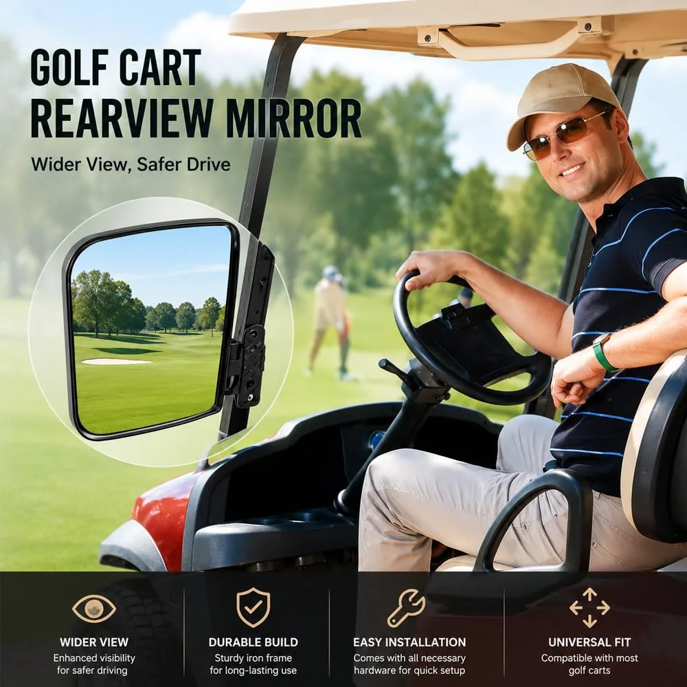 QJFHSNUUPS Side Mirrors for GEM e4 Golf Carts 1998–2026 image 3