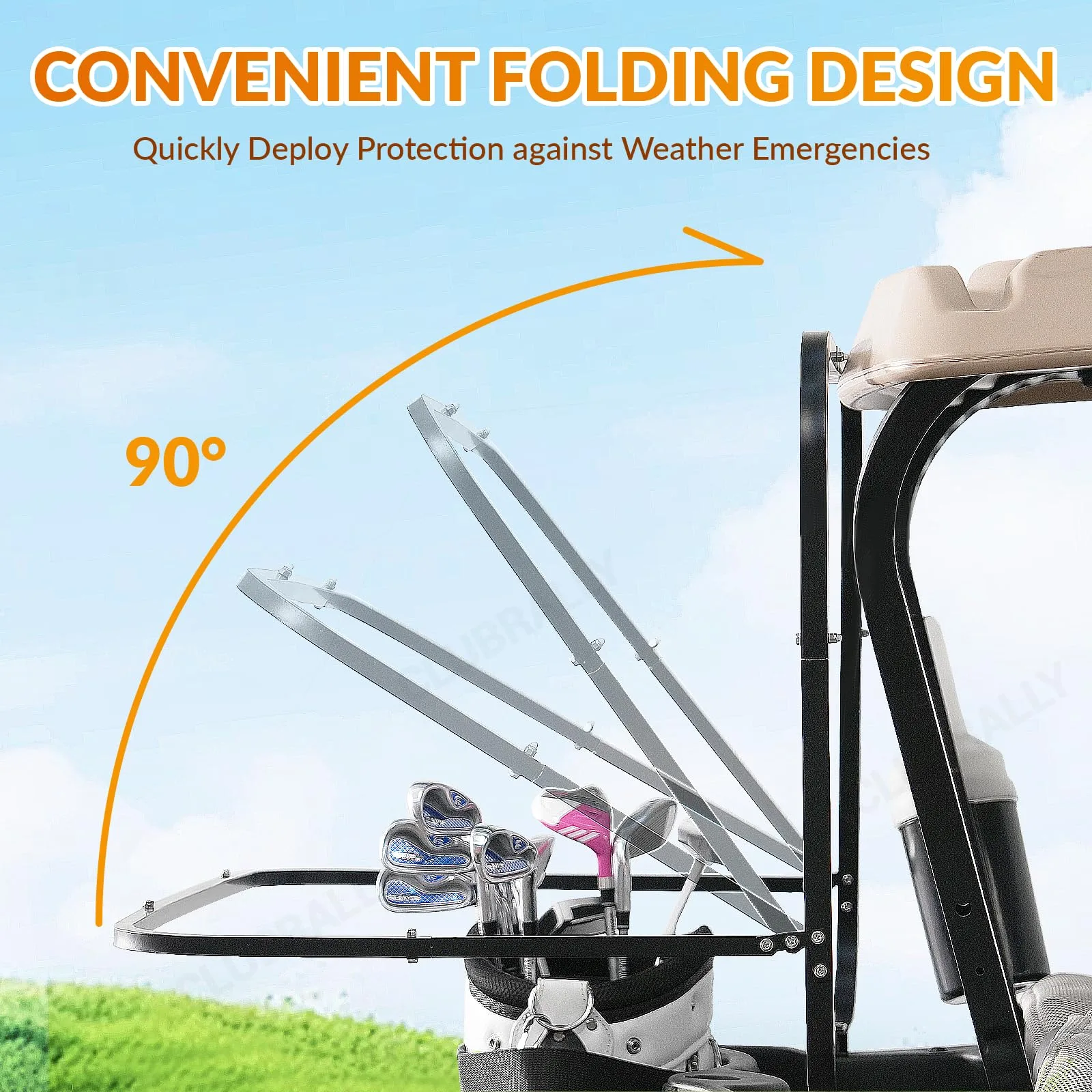 CLUBRALLY Golf Cart Rear Bag Rain Cover Kit Aix-CB-164 image 4