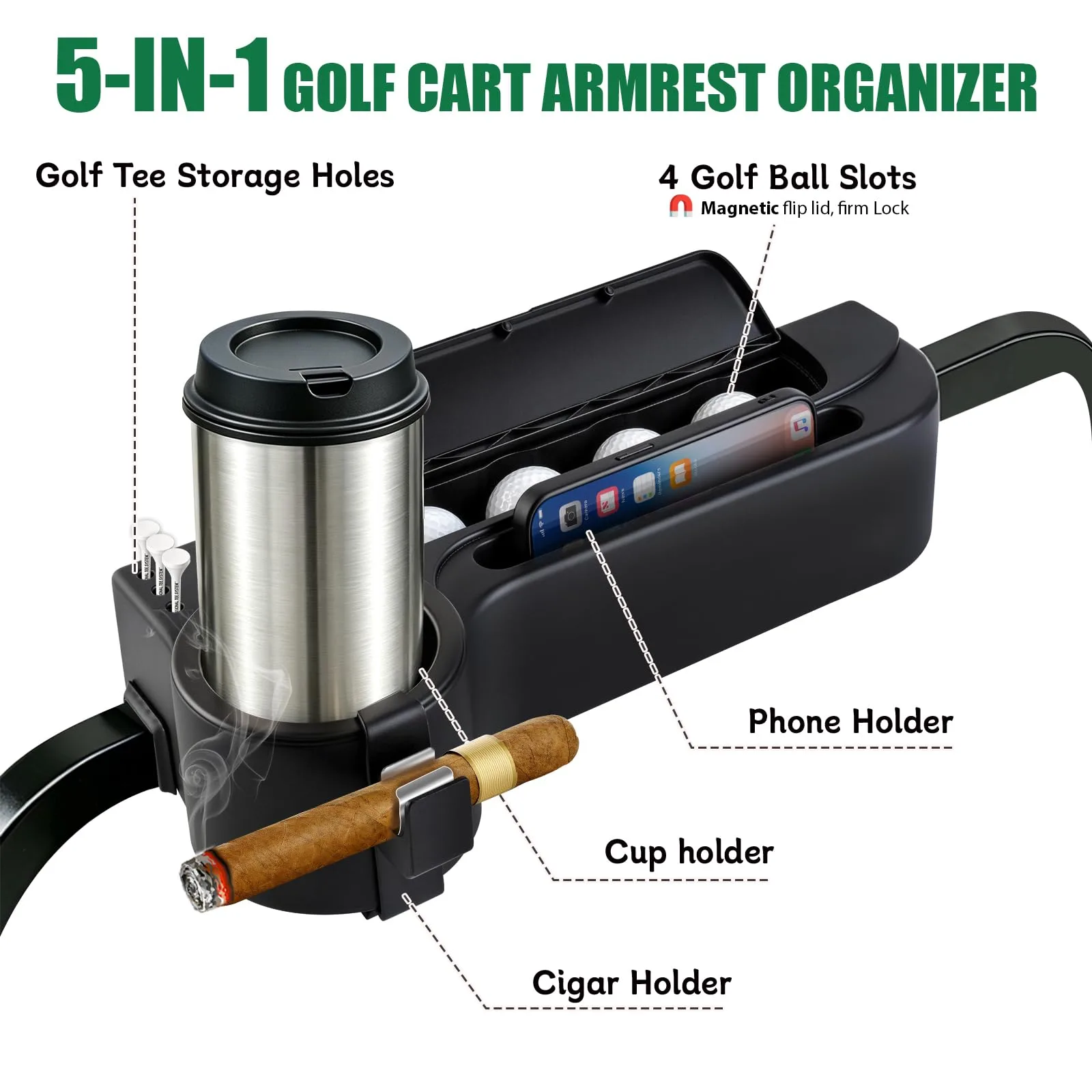 ProCartFit 5-in-1 Golf Cart Rear Seat Armrest image 2