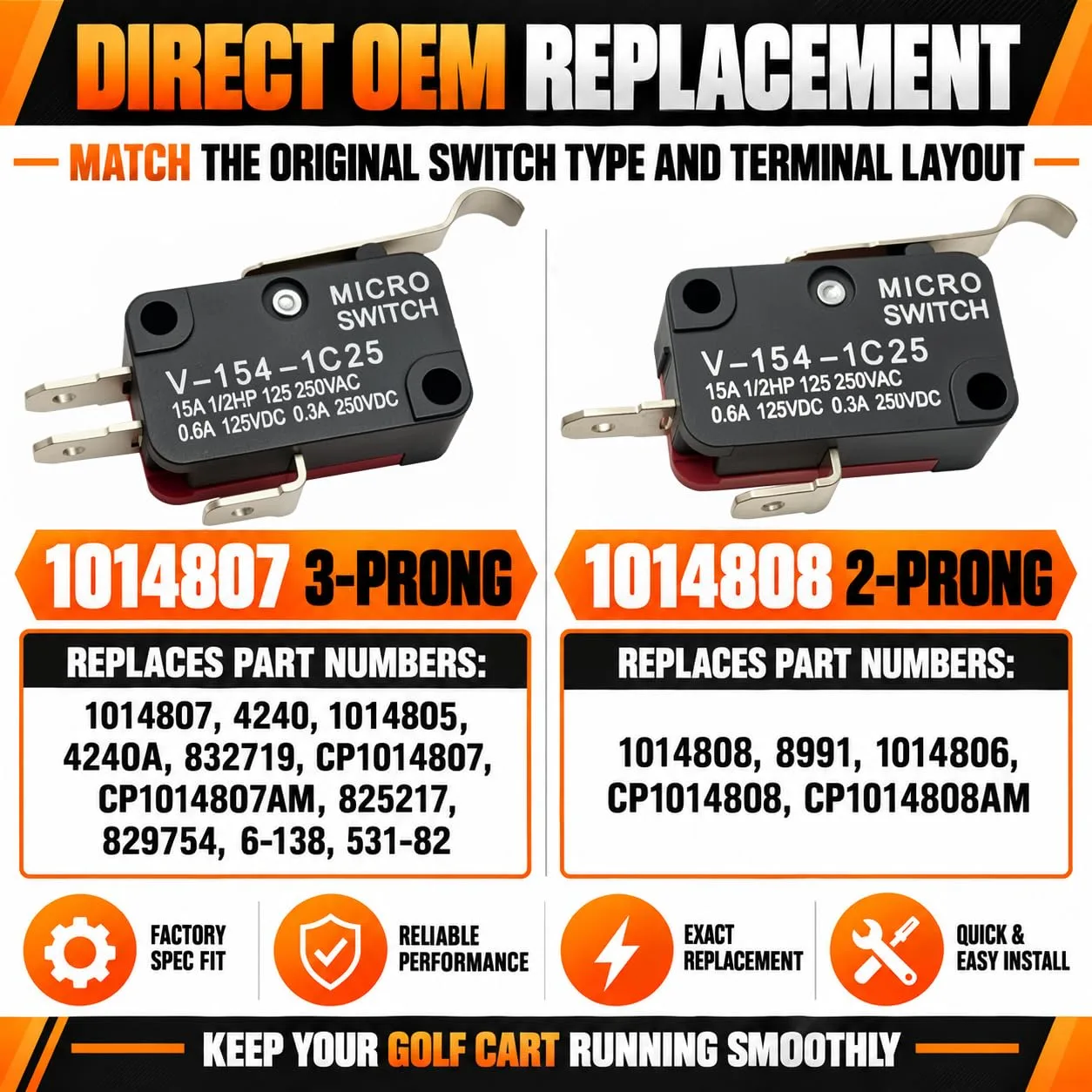 Formiden Micro Switch Kit for Club Car DS Precedent Tempo image 3