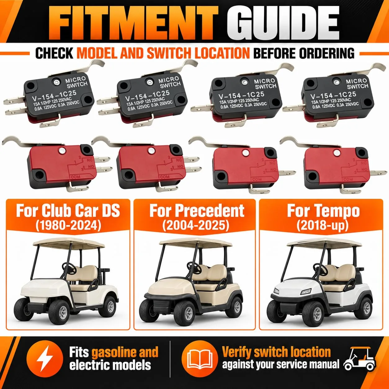 Formiden Micro Switch Kit for Club Car DS Precedent Tempo image 4