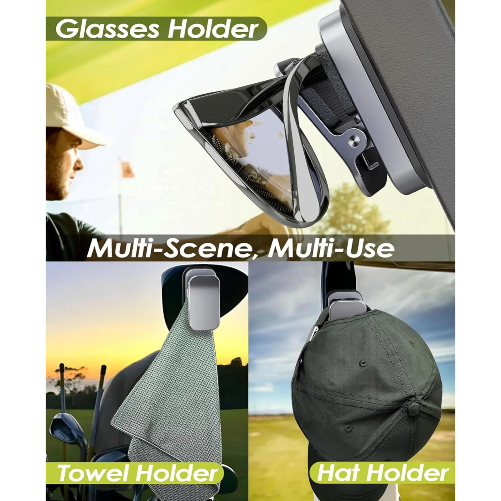 Wisoqu Aluminum Magnetic Golf Cart Sunglass Holder with Silicone Clamp image 3