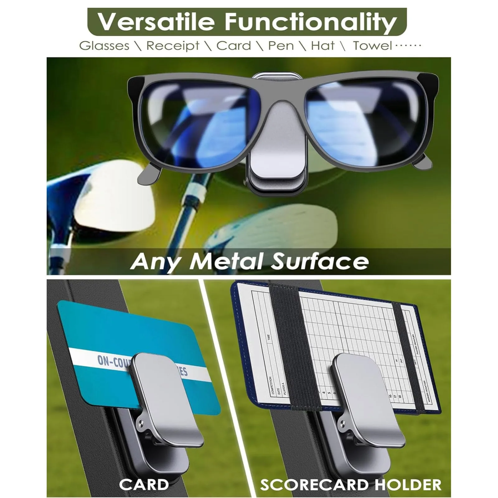 Wisoqu Aluminum Magnetic Golf Cart Sunglass Holder with Silicone Clamp image 4