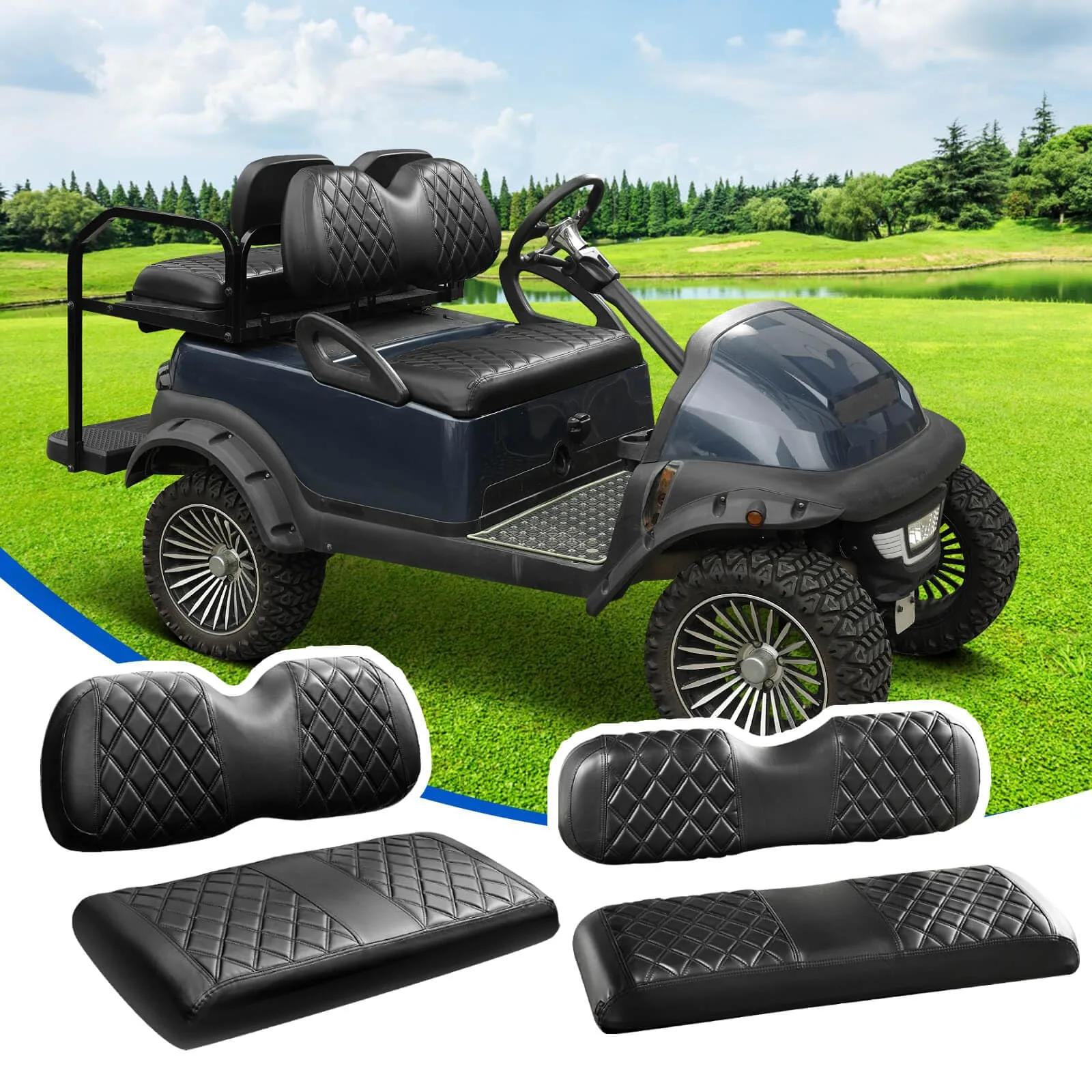 NOKINS Seat Covers for Club Car Precedent – NKS4R10015-BLKS