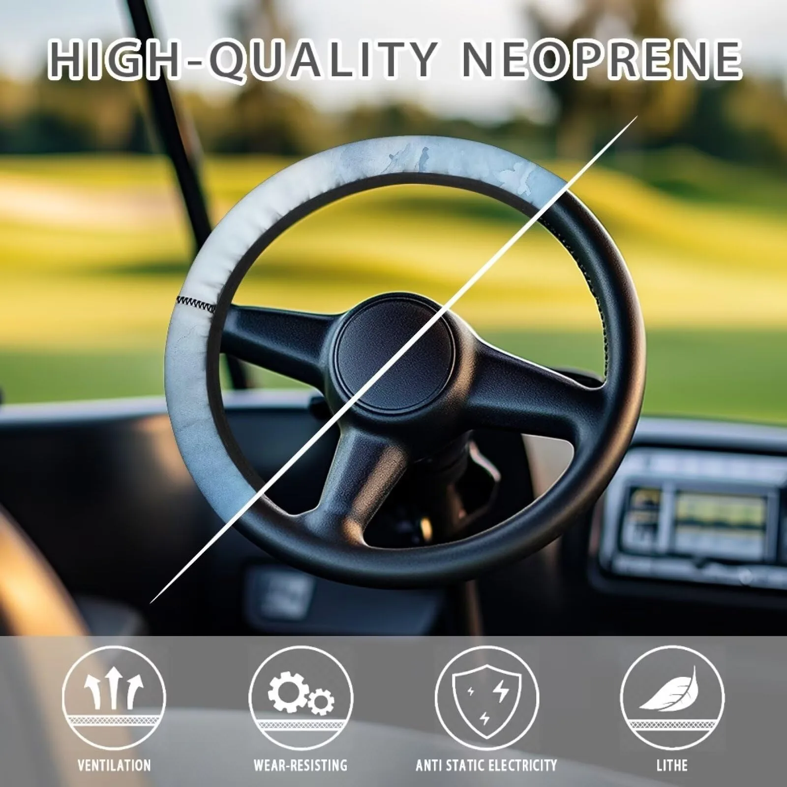 FUIALDOLG 13–14 in Golf Cart Steering Wheel Cover image 3