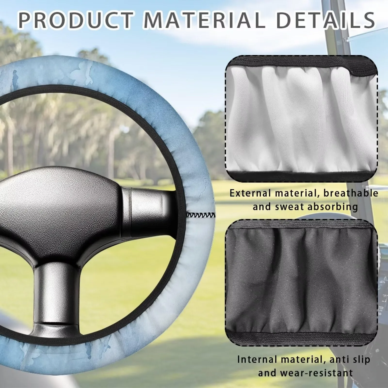 FUIALDOLG 13–14 in Golf Cart Steering Wheel Cover image 4