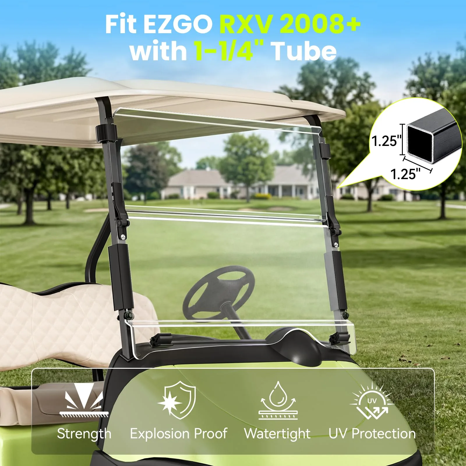 ENEKERP Windshield for 2008+ E-Z-GO RXV Golf Carts image 2
