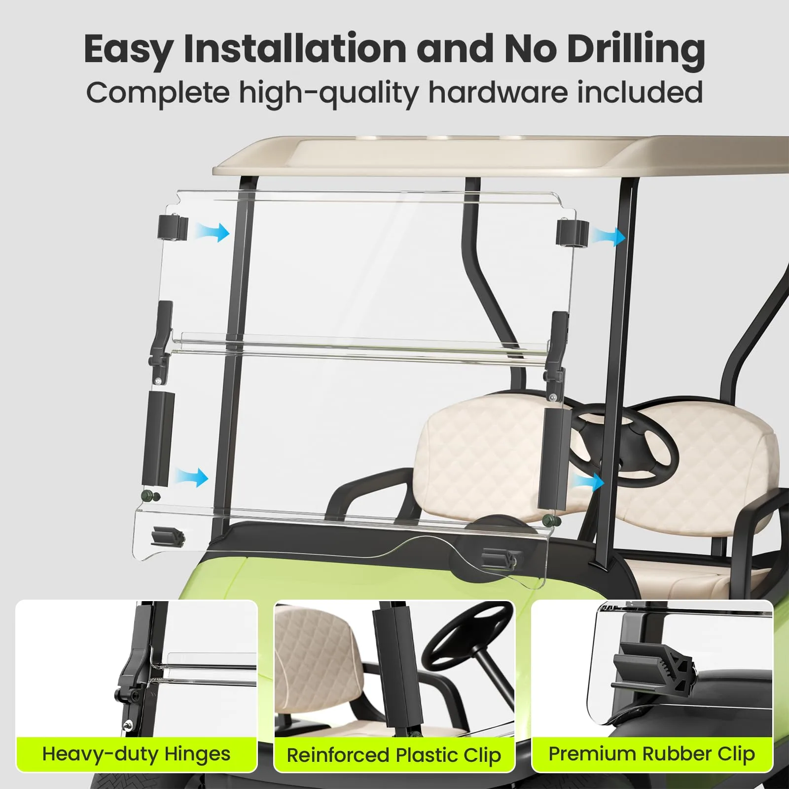 ENEKERP Windshield for 2008+ E-Z-GO RXV Golf Carts image 4