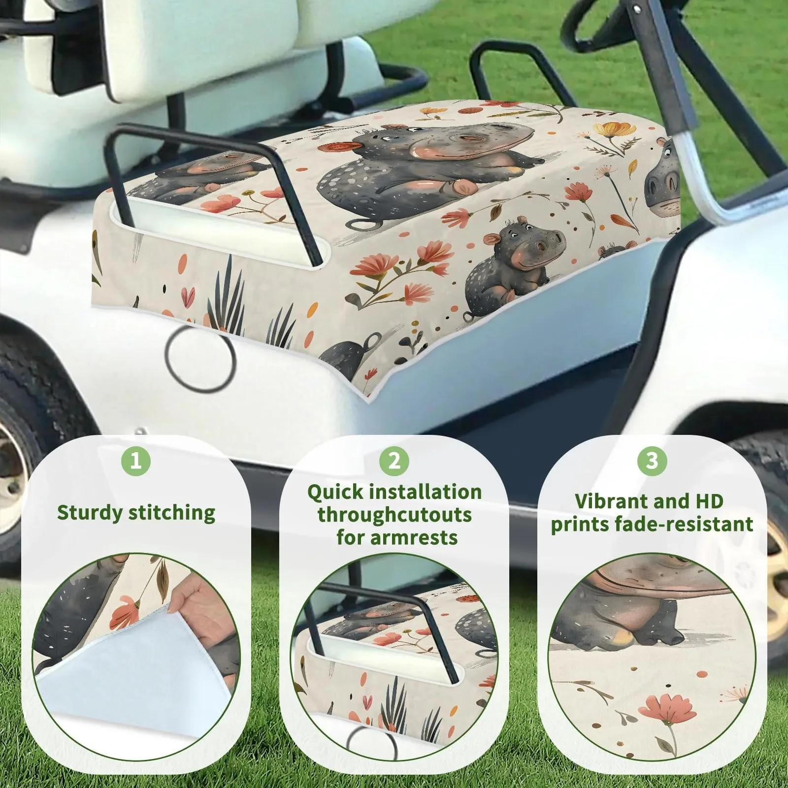 Tiveruda Golf Cart Seat Cover for Double Seats 51 x 31 in image 3