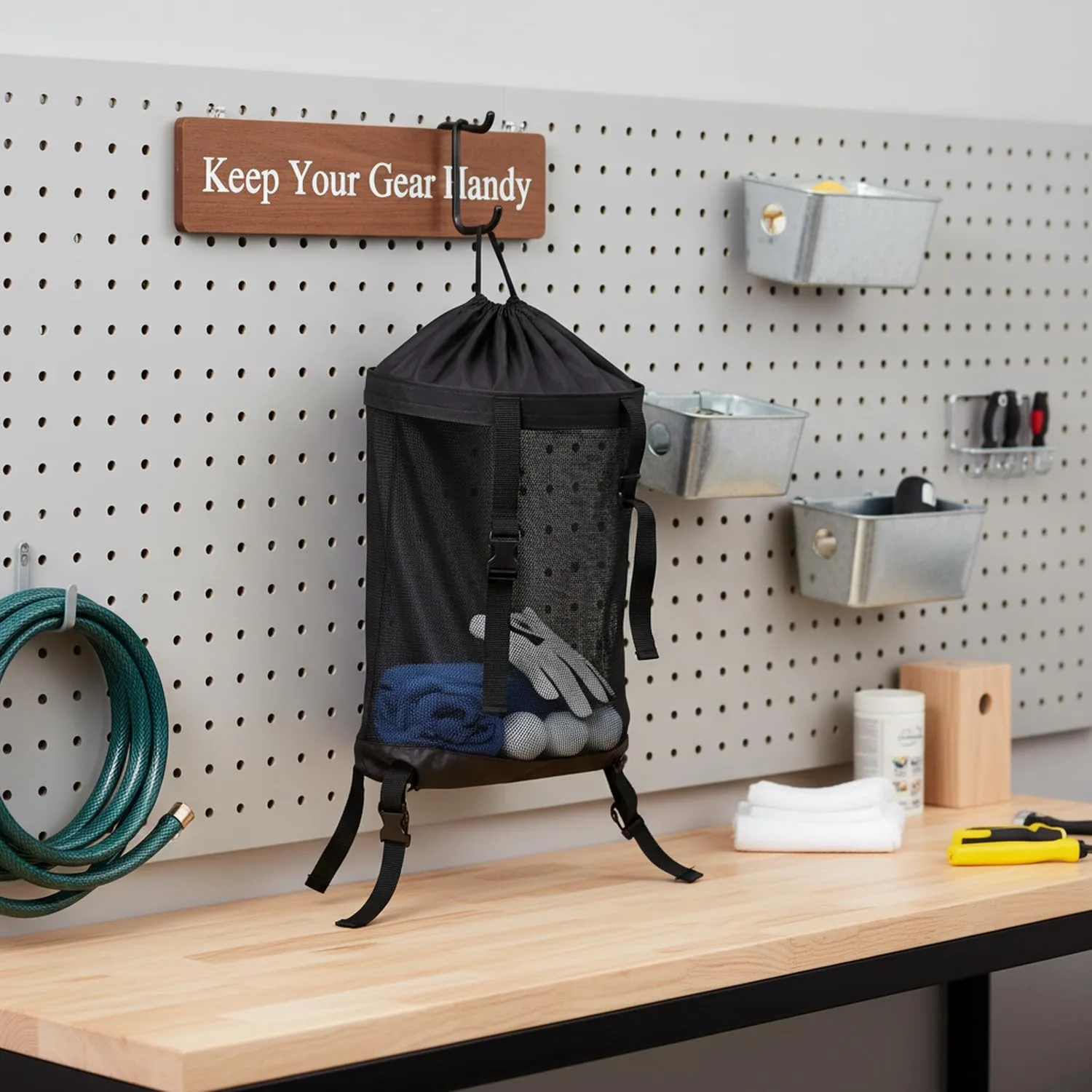 Generic Mesh Golf Cart Storage Bag with Hooks — 20.9 x 15.7 in image 3