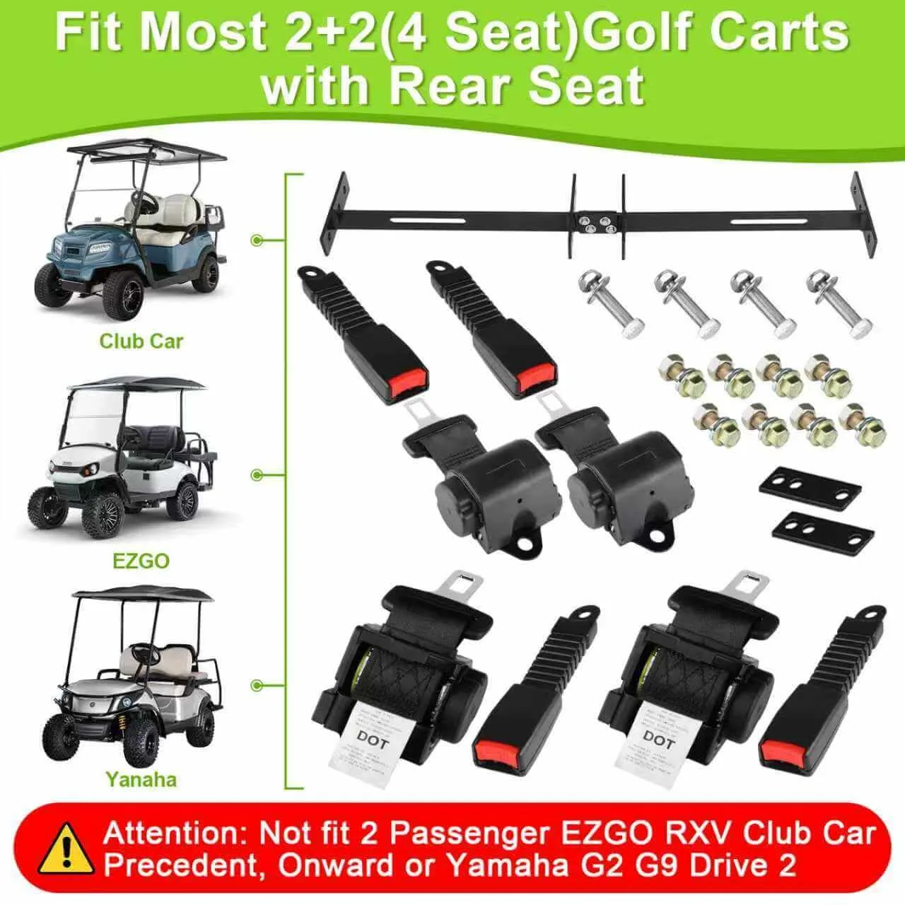 LEAPGOMAX 61-Inch Golf Cart Seat Belt Kit with Bracket image 2