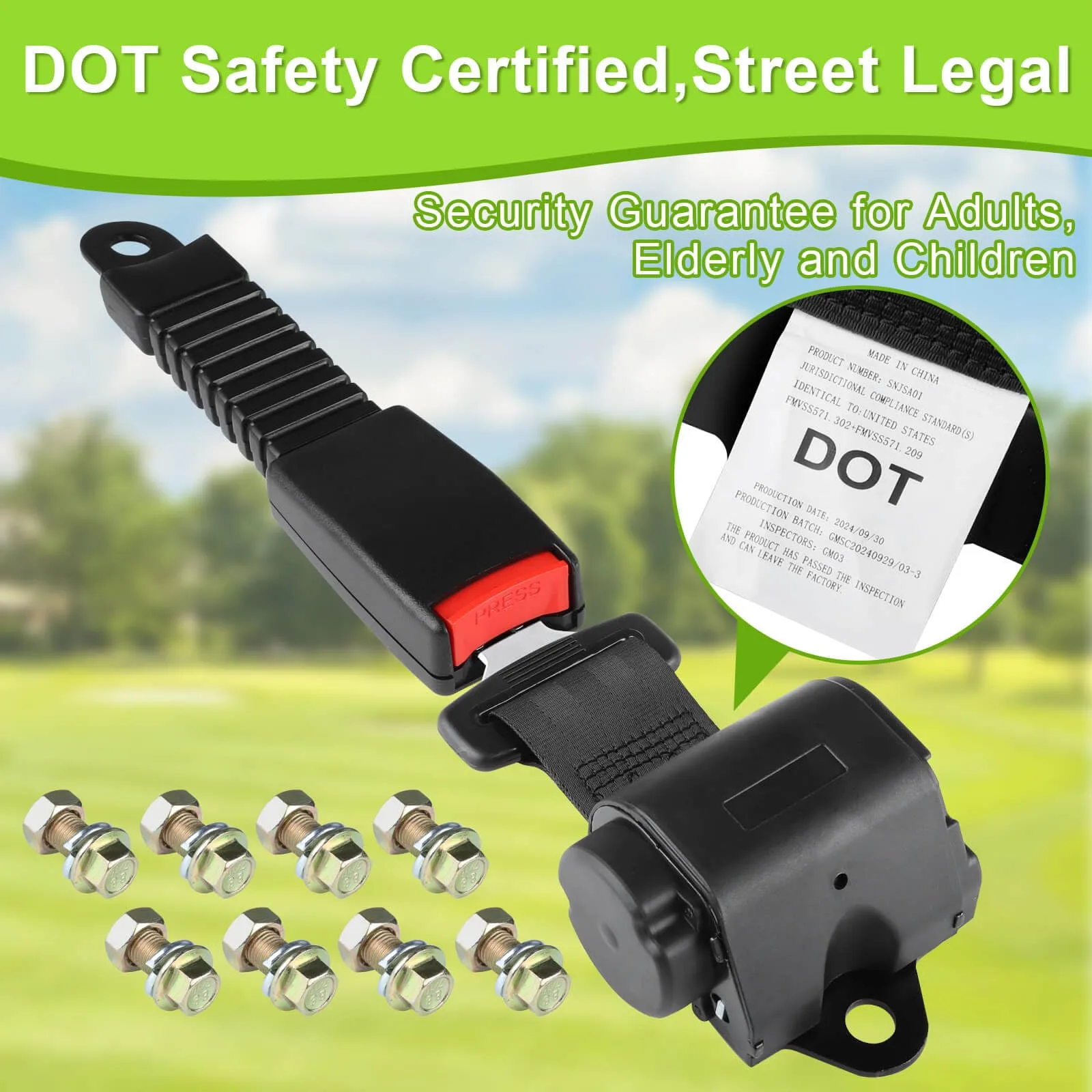 LEAPGOMAX 61-Inch Golf Cart Seat Belt Kit with Bracket image 4