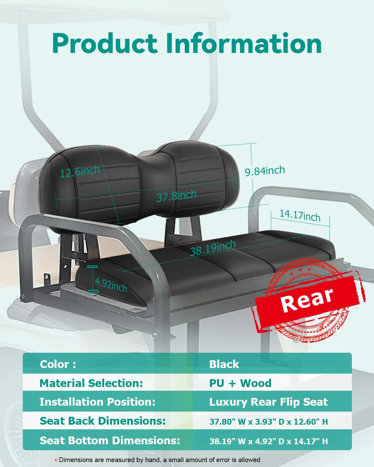 ILVGOLF Rear Flip Seat Cushions for Club Car and E-Z-GO image 2