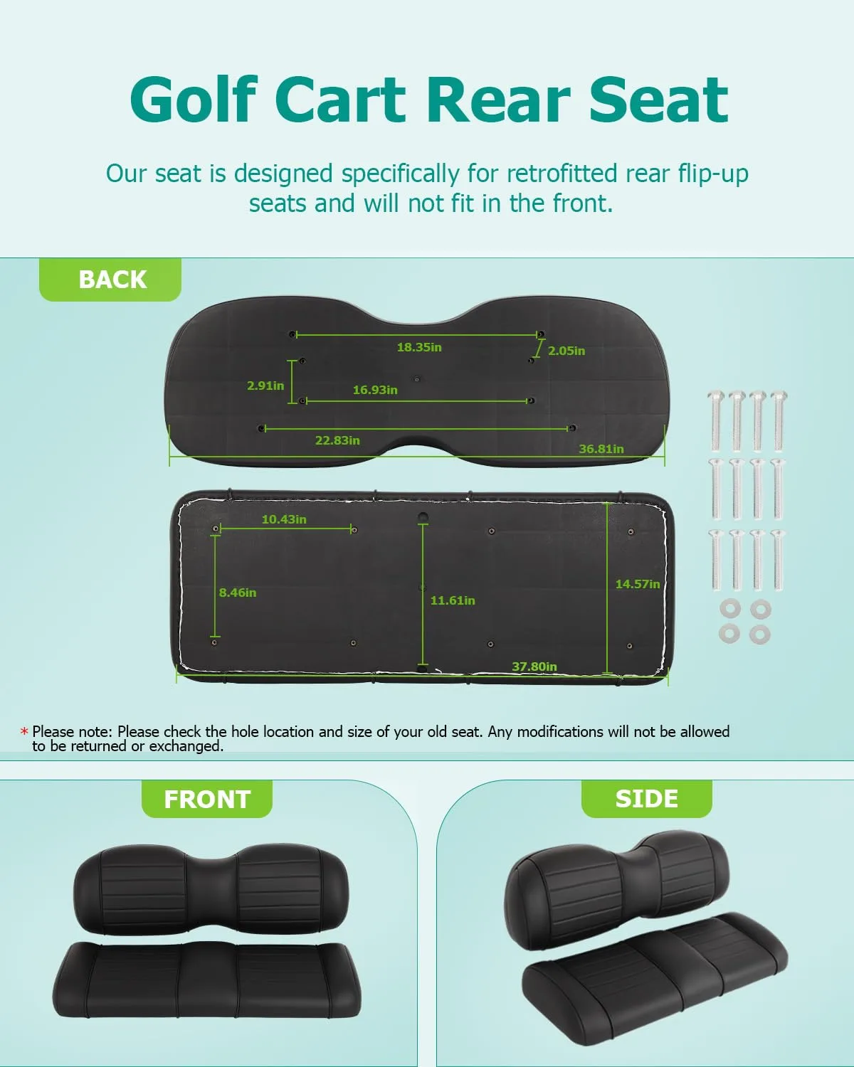ILVGOLF Rear Flip Seat Cushions for Club Car and E-Z-GO image 3