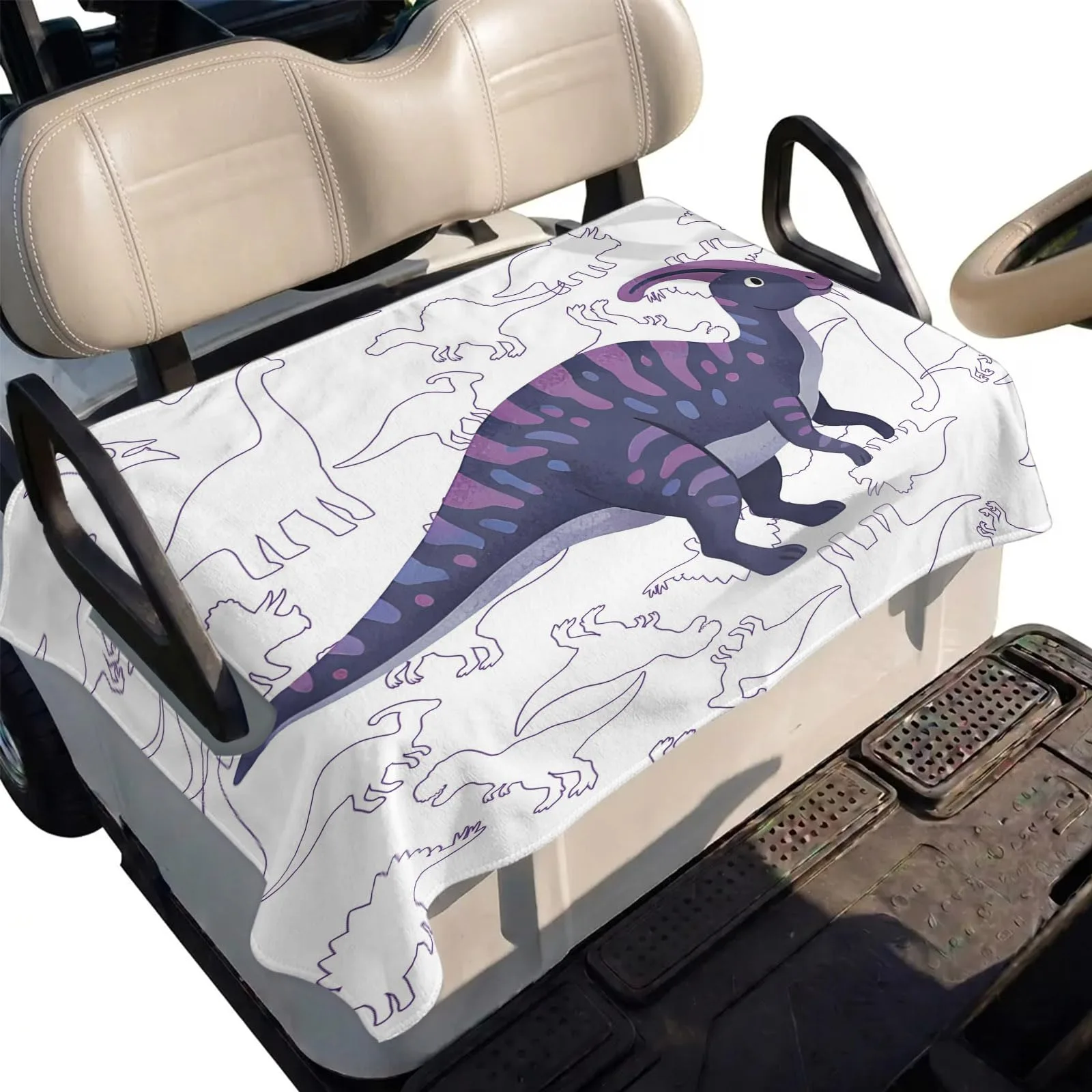 DecorLovee Purple Dinosaur Golf Cart Seat Cover