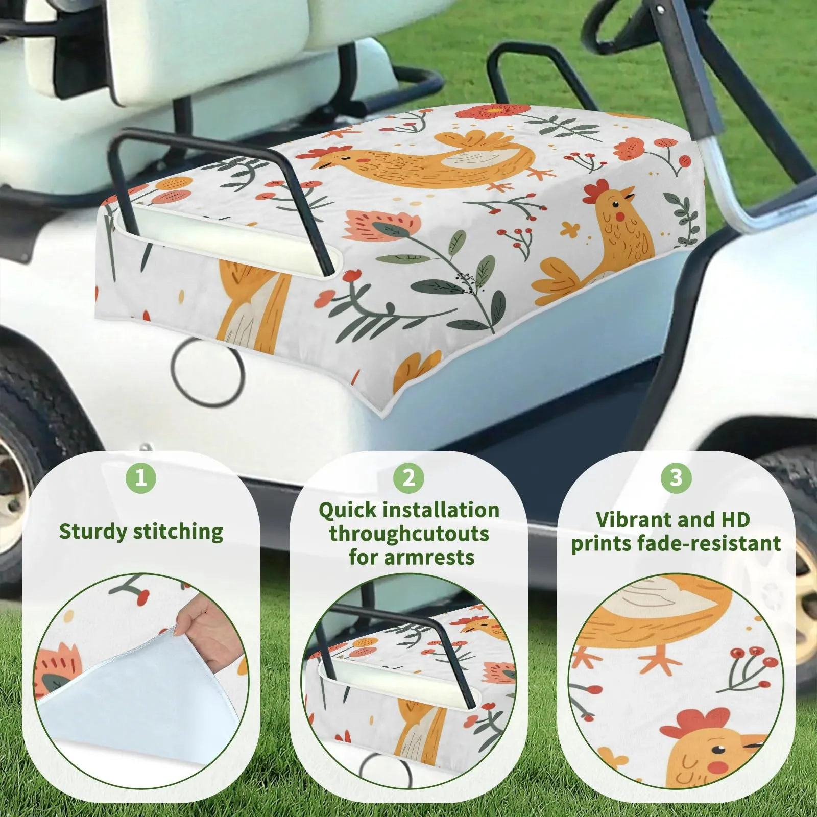 Tiveruda Golf Cart Seat Cover for Double Seats 51 x 31 in image 3