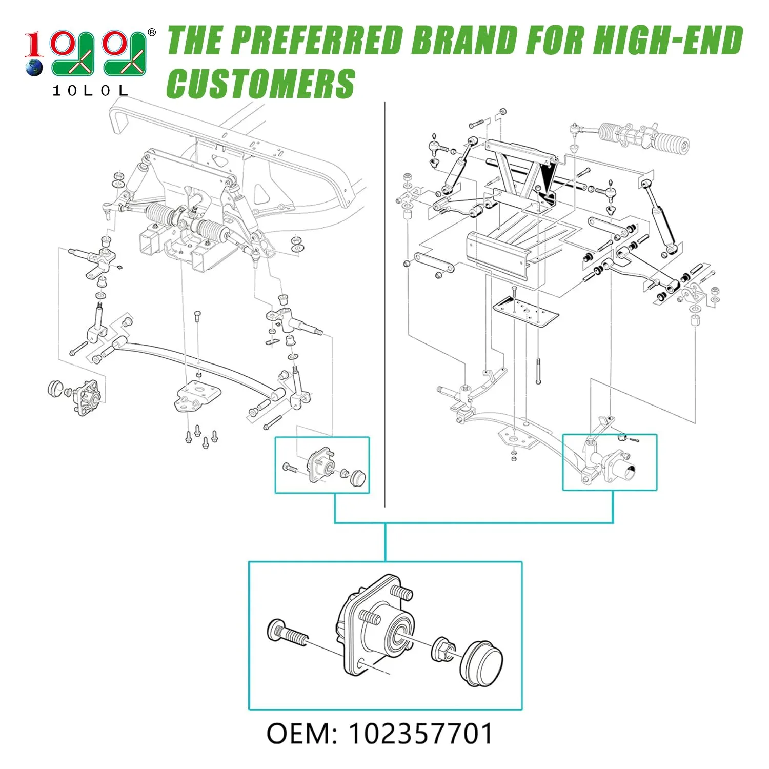 10L0L Front Wheel Hub Assembly for Club Car DS & Precedent image 4