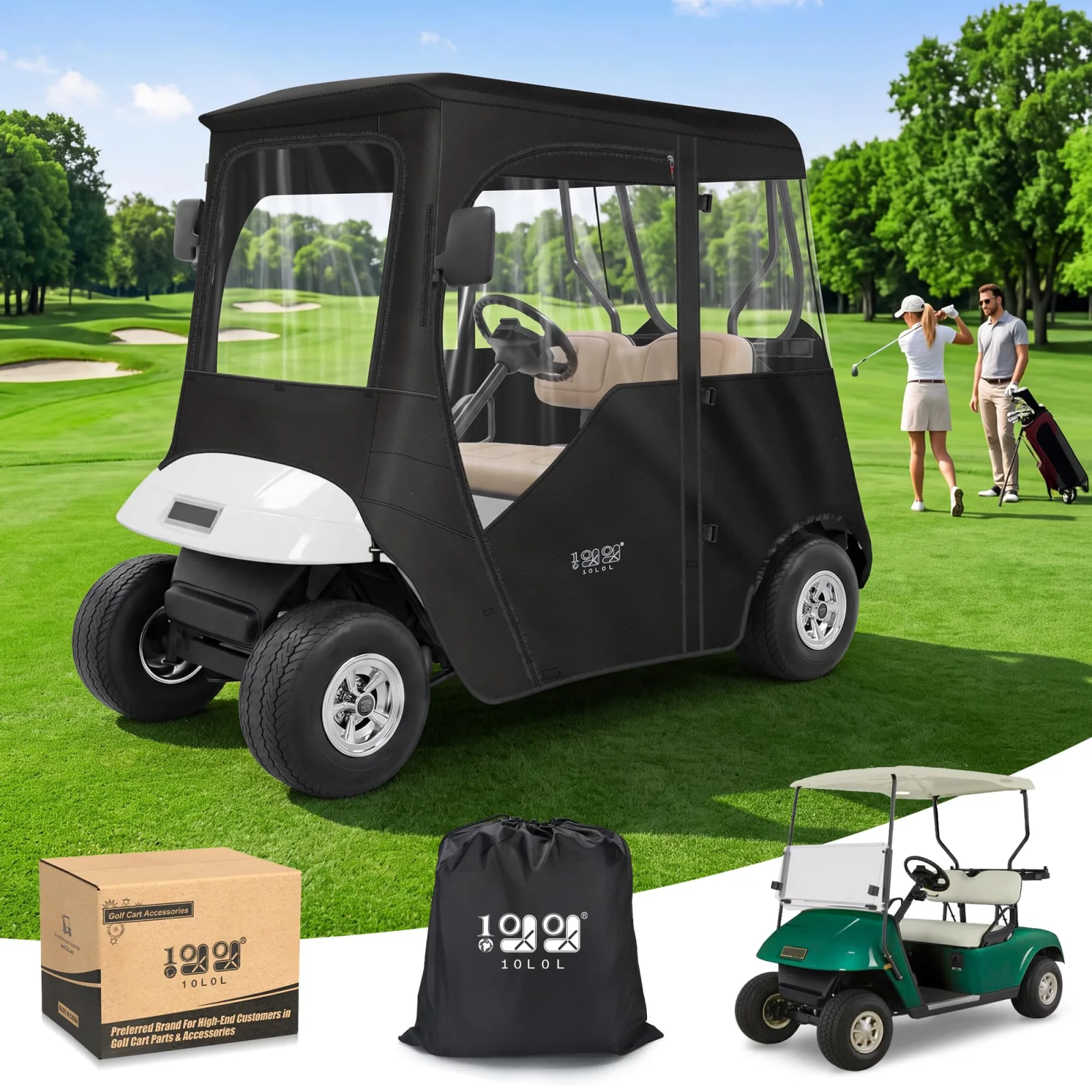 10L0L Golf Cart Enclosure for 2-Passenger E-Z-GO TXT & RXV