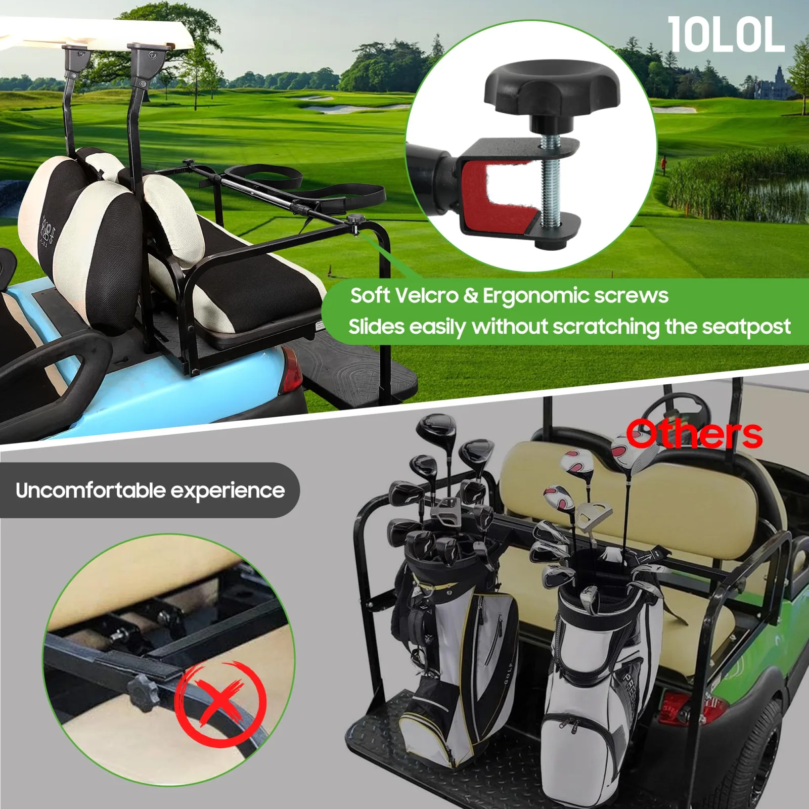 10L0L Universal Golf Cart Rear Bag Holder Bracket image 3