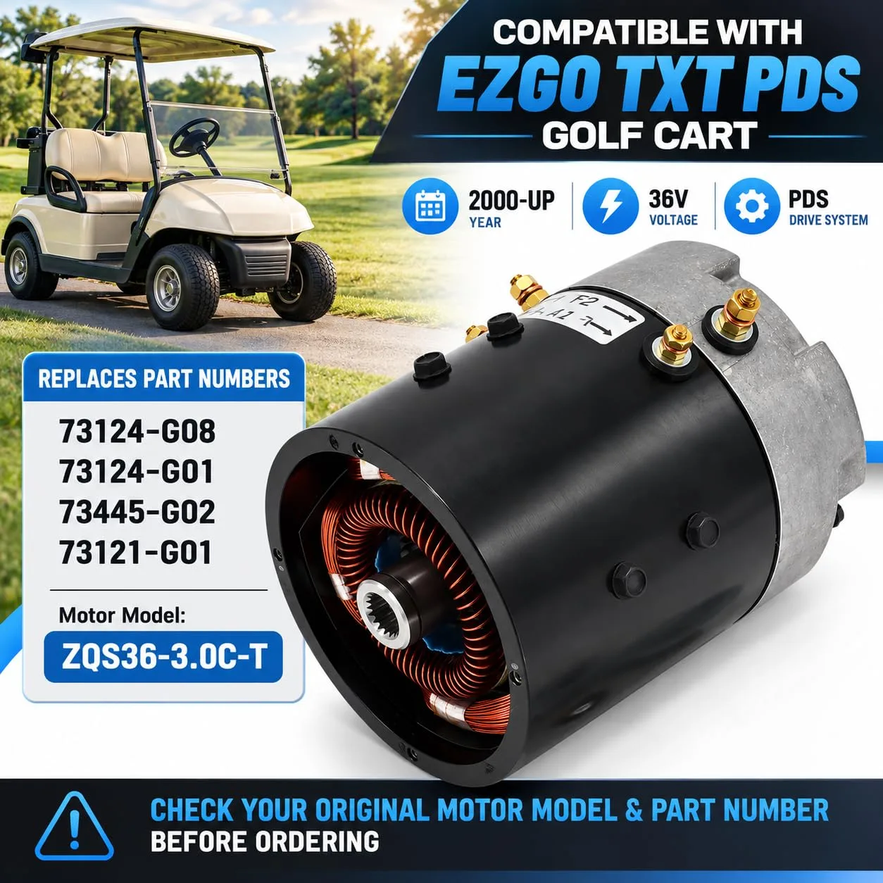 Notonmek 36V 19T Motor for EZGO TXT PDS Golf Carts image 2