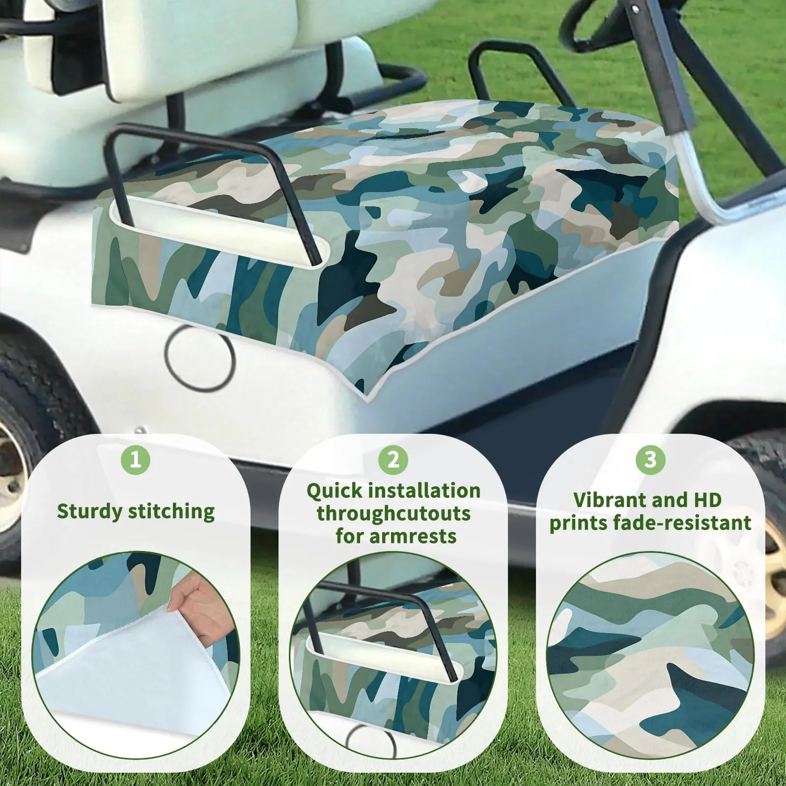 Tiveruda Golf Cart Seat Cover Blanket for Double Seats image 3