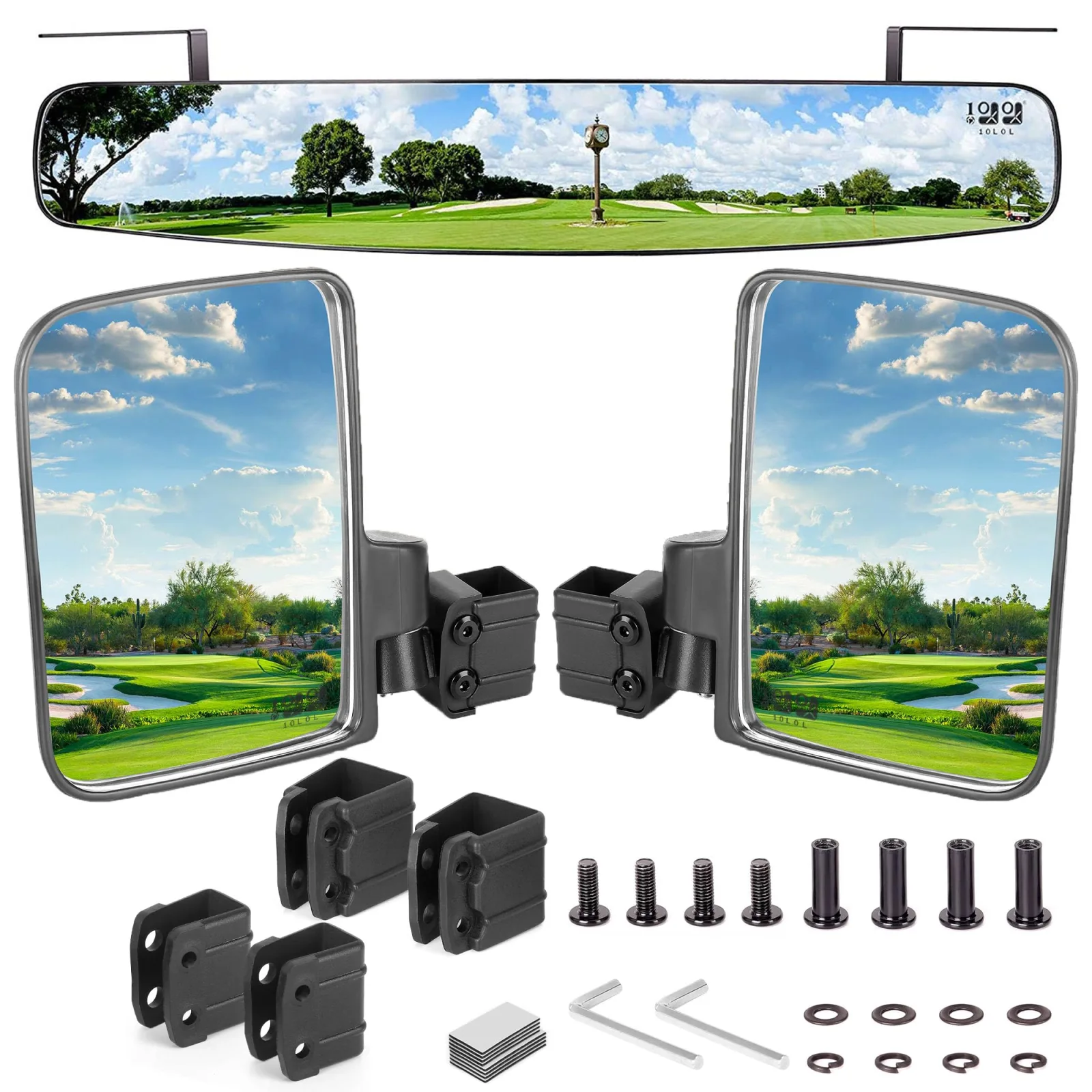 10L0L Golf Cart Mirror Set for E-Z-GO, Club Car & Yamaha