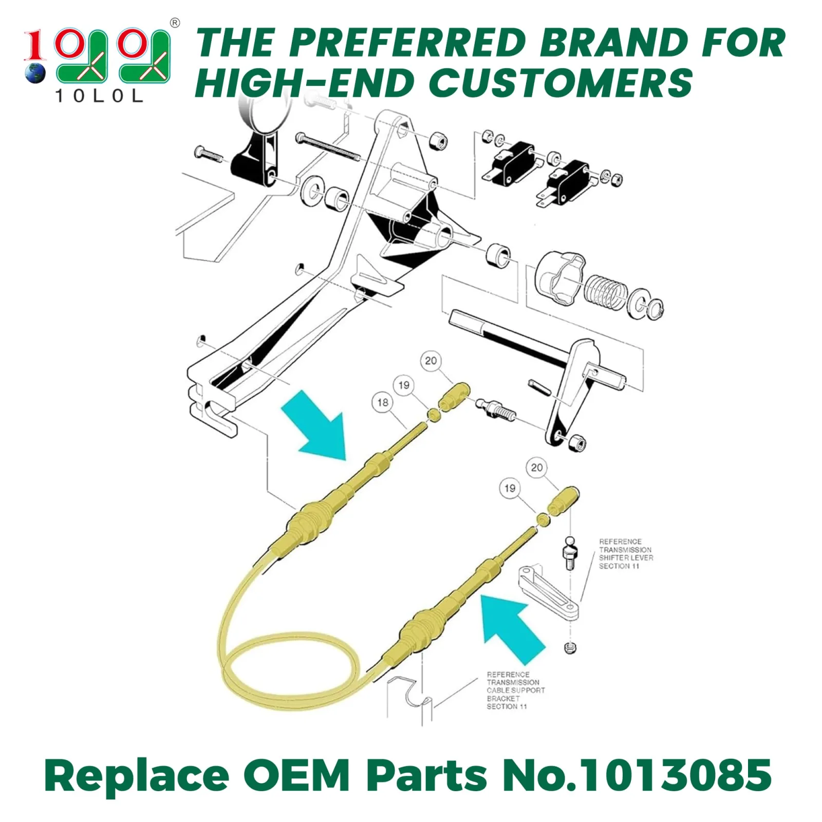 10L0L Forward/Reverse Transmission Shift Cable for Club Car DS 1984-1997 – 1013085 image 2