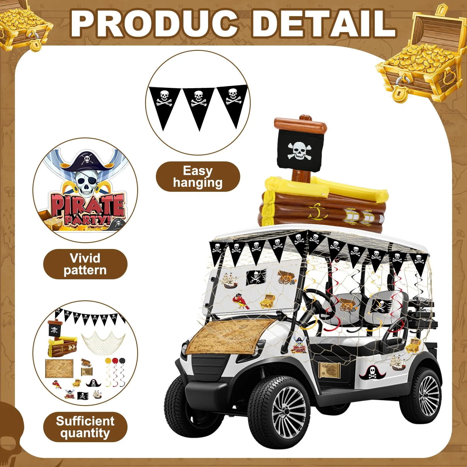 Soulchen Halloween Pirate Golf Cart Decorations Kit image 3