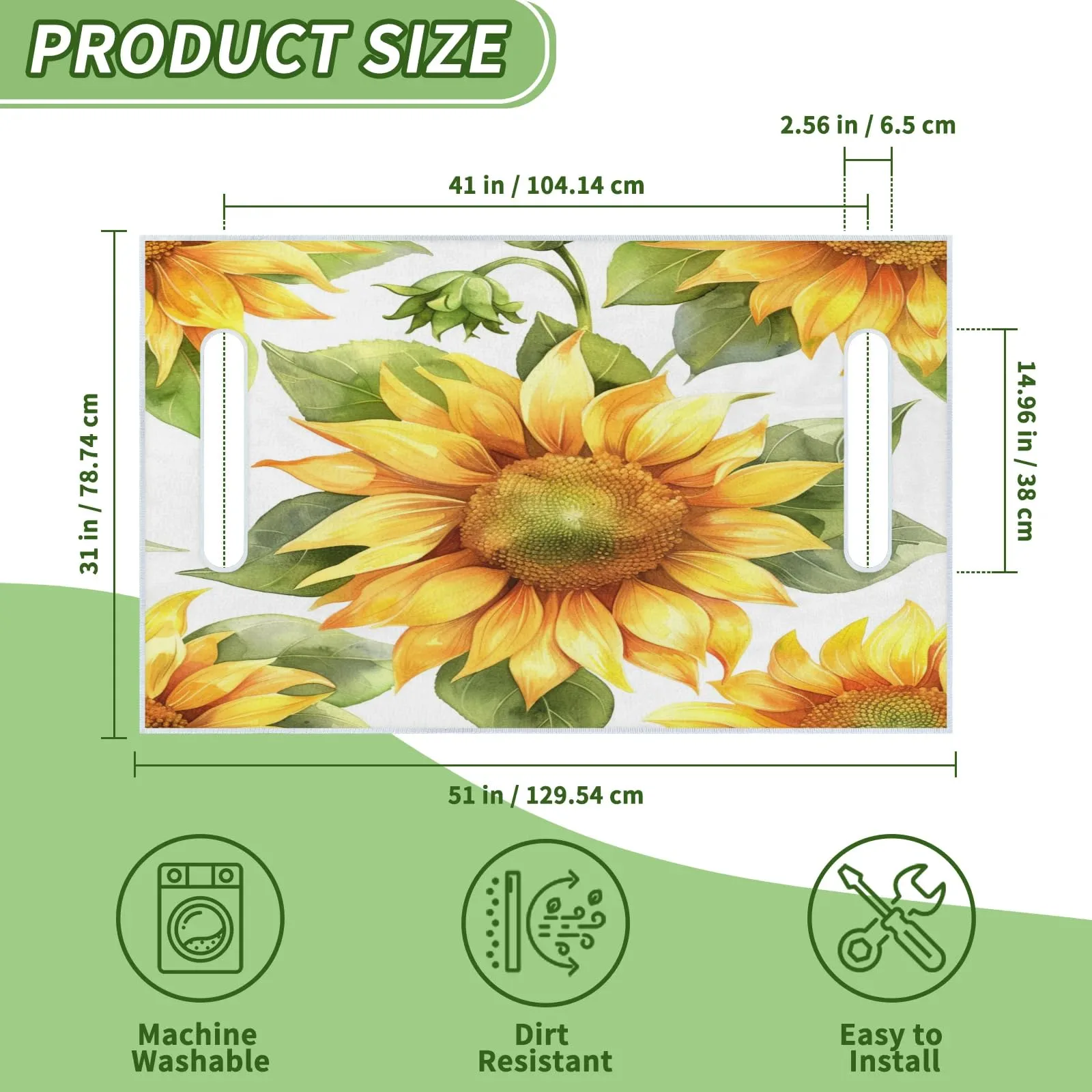 Tiveruda Yellow Sunflower Golf Cart Seat Cover 51 x 31 in image 2