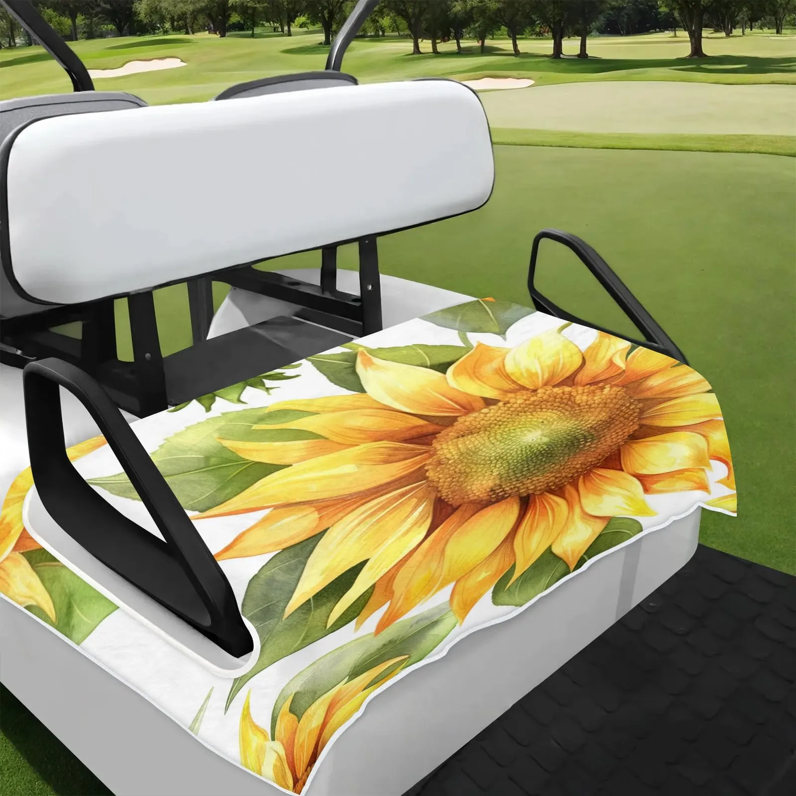 Tiveruda Yellow Sunflower Golf Cart Seat Cover 51 x 31 in